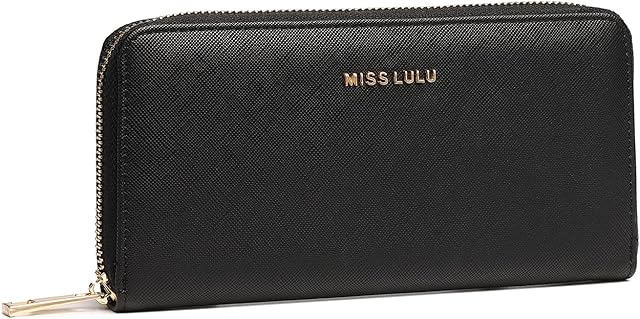 Miss Lulu Ladies Purse with Card Slots Pu Leather Wallet Coin Zipper Pocket and Roomy Compartment
