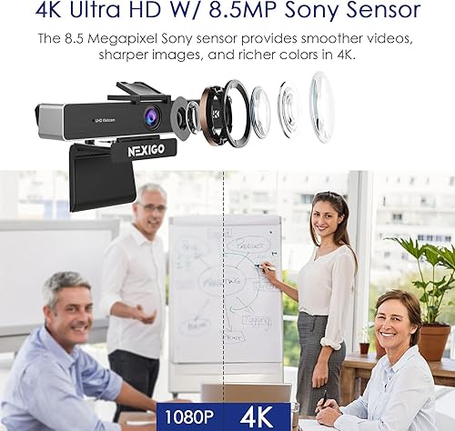 Miniatura 2 de NexiGo Certificada para Zoom, N950P (Gen 2) Cámara Web Zoomable 4K, Control Remoto RF, Sensor Sony_Starvis, Zoom Digital 5X, Cámara Web Profesional