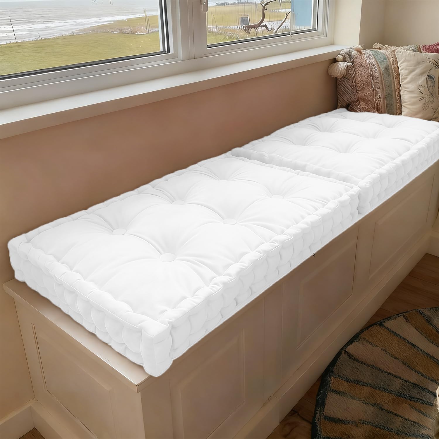Küchenbankkissen 100x40cm Sitzpolster für Innenmöbel Sitzkissen mit Griff Eckge Bequeme ge für Esszimmer Stilvolles Sitzkissen für Couch
