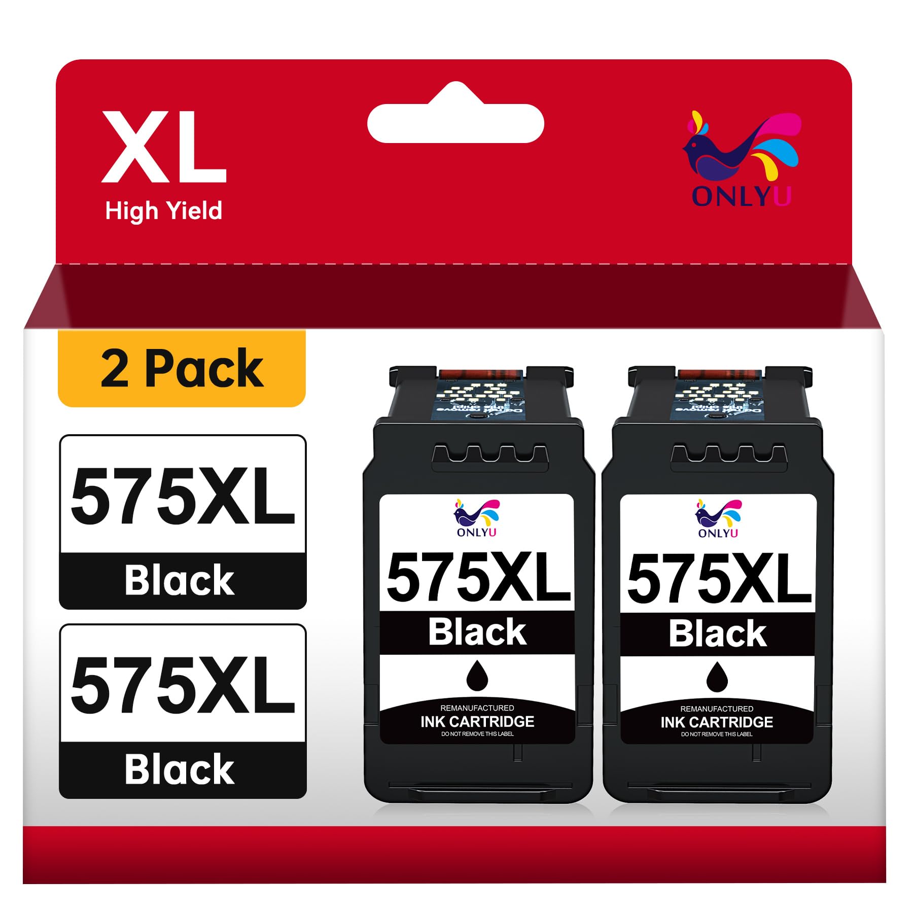 ONLYU PG-575XL PG 575 Schwarz Druckerpatronen 575XL Black Kompatible für Canon 575 Black 575 XL PG575xl für Canon PIXMA TR4755i TR4756i TS3751i TS3750i TS3550i TS3551i TR4750i TR4751i (2 Schwarz)