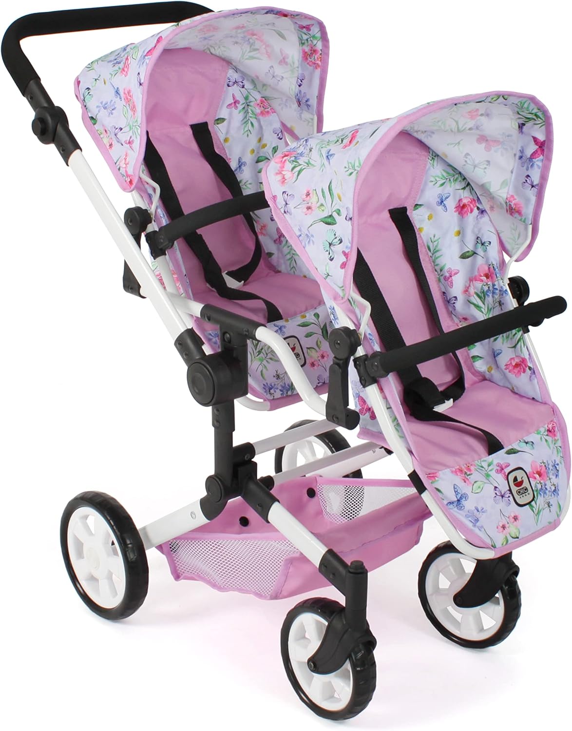 Bayer Chic 2000 - Cochecito de muñecas Linus Duo, para niños de 4 a 8 años, Flores, Rosa 690-53