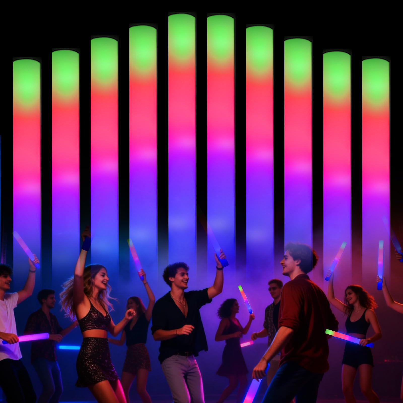 Blu7ive 20 PCS Foam Glow Sticks Party Favors led foam sticks 3 Modes Light Up Glow Sticks Multicolor glow in the dark party supplies,DJ Wands, Concert