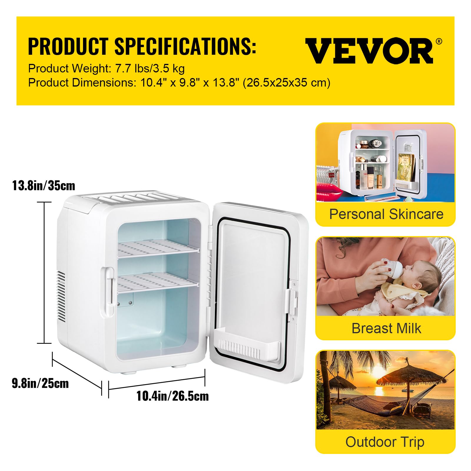 LooMar Minibar - Minibar Réfrigérateur - Petit Réfrigérateur Capacité 10L - Mini Réfrigérateur Bar Modèle - Blanc