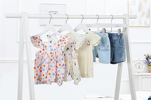 Miniatura 8 de TOPIA HANGER Perchas de ropa de bebé para armario, perchas blancas de madera para niños con gancho giratorio más fuerte de 360 y muescas de corte
