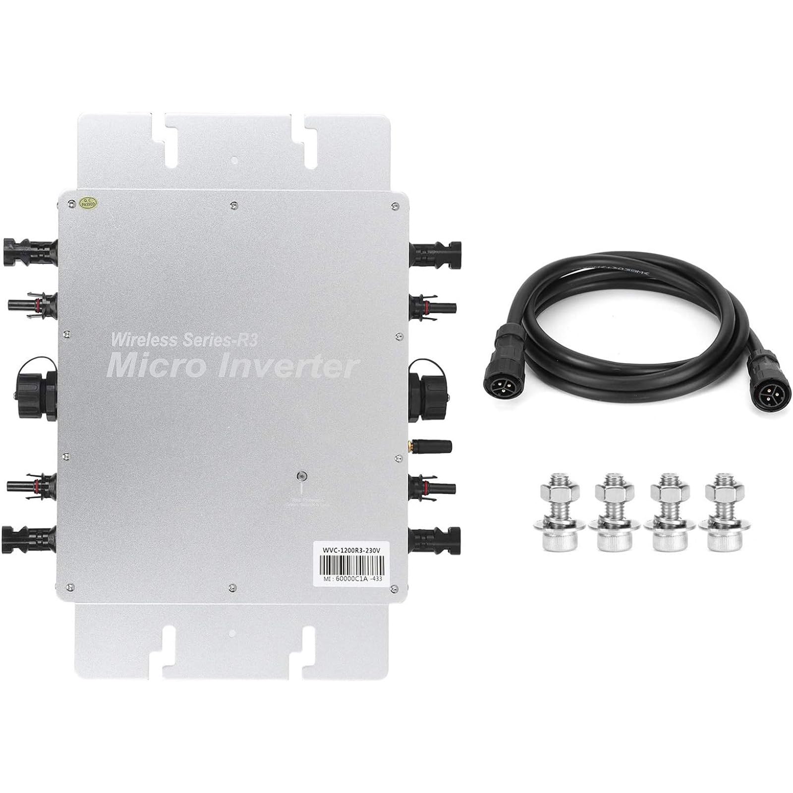 Inverter per Centrale Elettrica da Balcone con Monitor Wi-Fi Mppt Ip65 Impermeabile, Aumenta la Dissipazione del Calore, Micro Inverter per Pannelli Solari,1200W