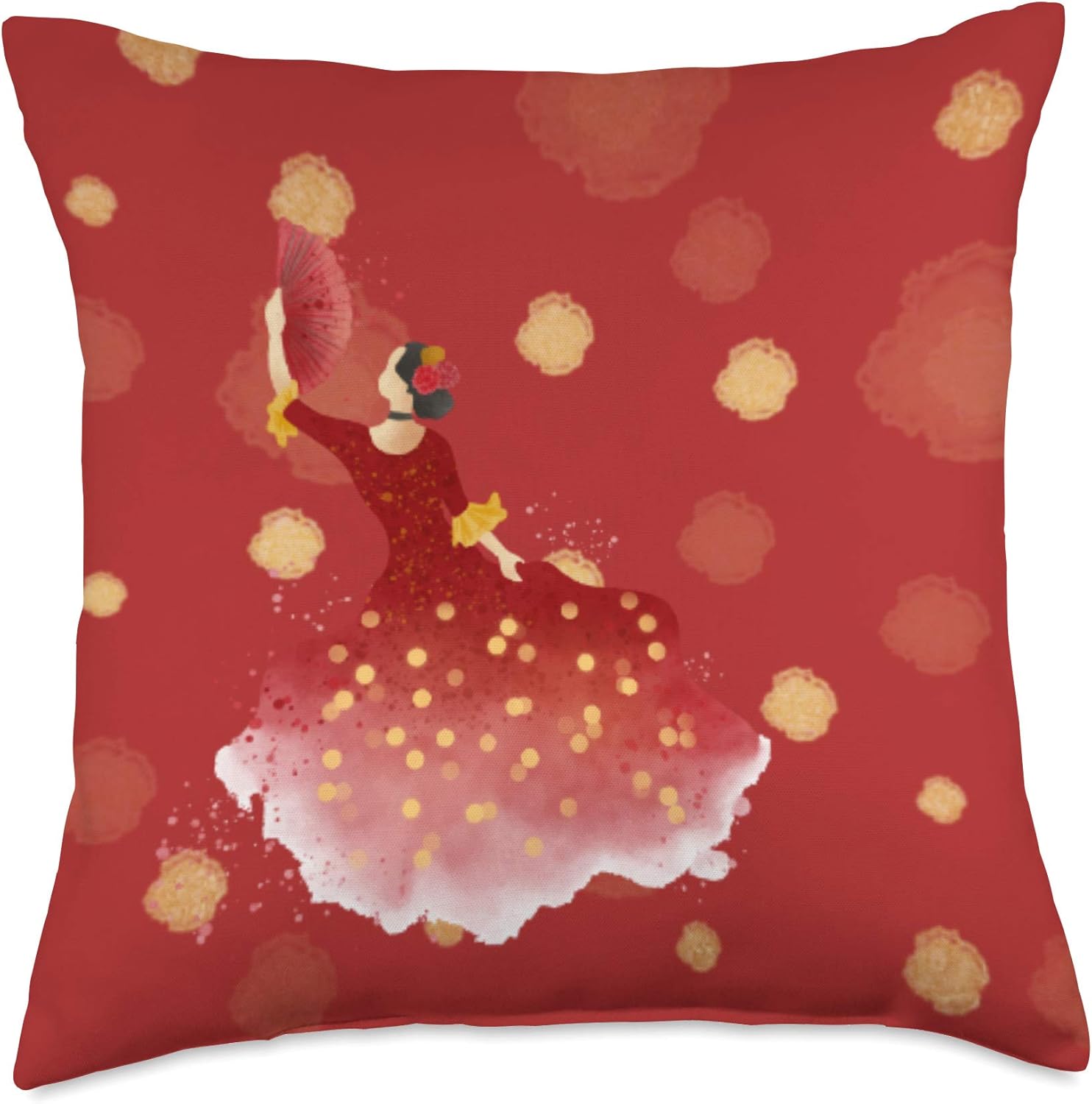 Flamenco Dancer Traditional Spanish Folkloric Music Throw Pillow