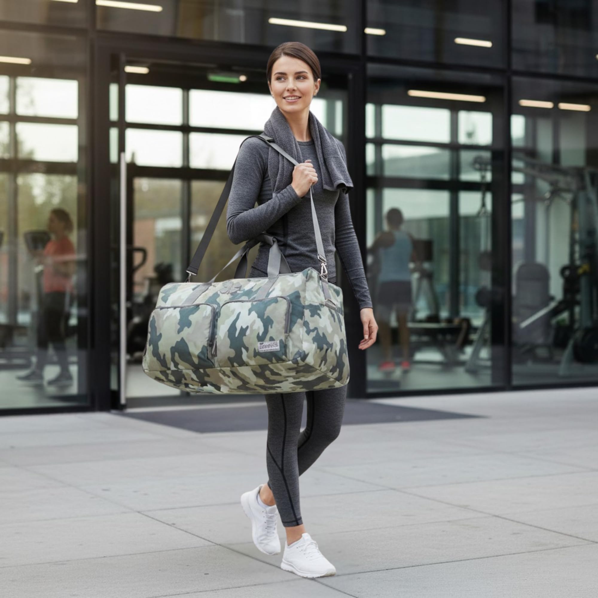 Lucky Travel Duffel Bags, Turnbeutel, Reisetasche & Große Seesack für Herren, Faltbare Übernachtung Weekender Taschen für Damen & Herren mit Verstellbarem Schultergurt, Anthrazit