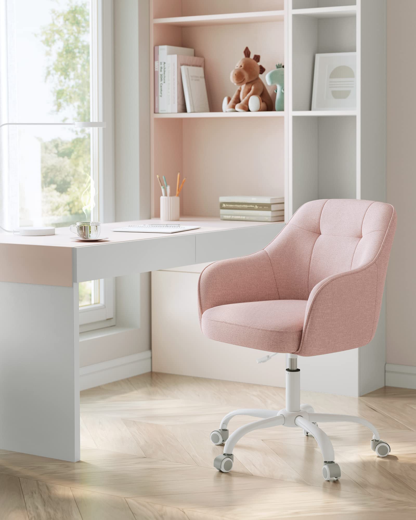 SONGMICS Chaise de Bureau, Fauteuil Ergonomique, Siège Pivotant, Réglable  en Hauteur, Capacité 110 kg, Cadre en Acier, Tissu en Coton-Lin Respirant