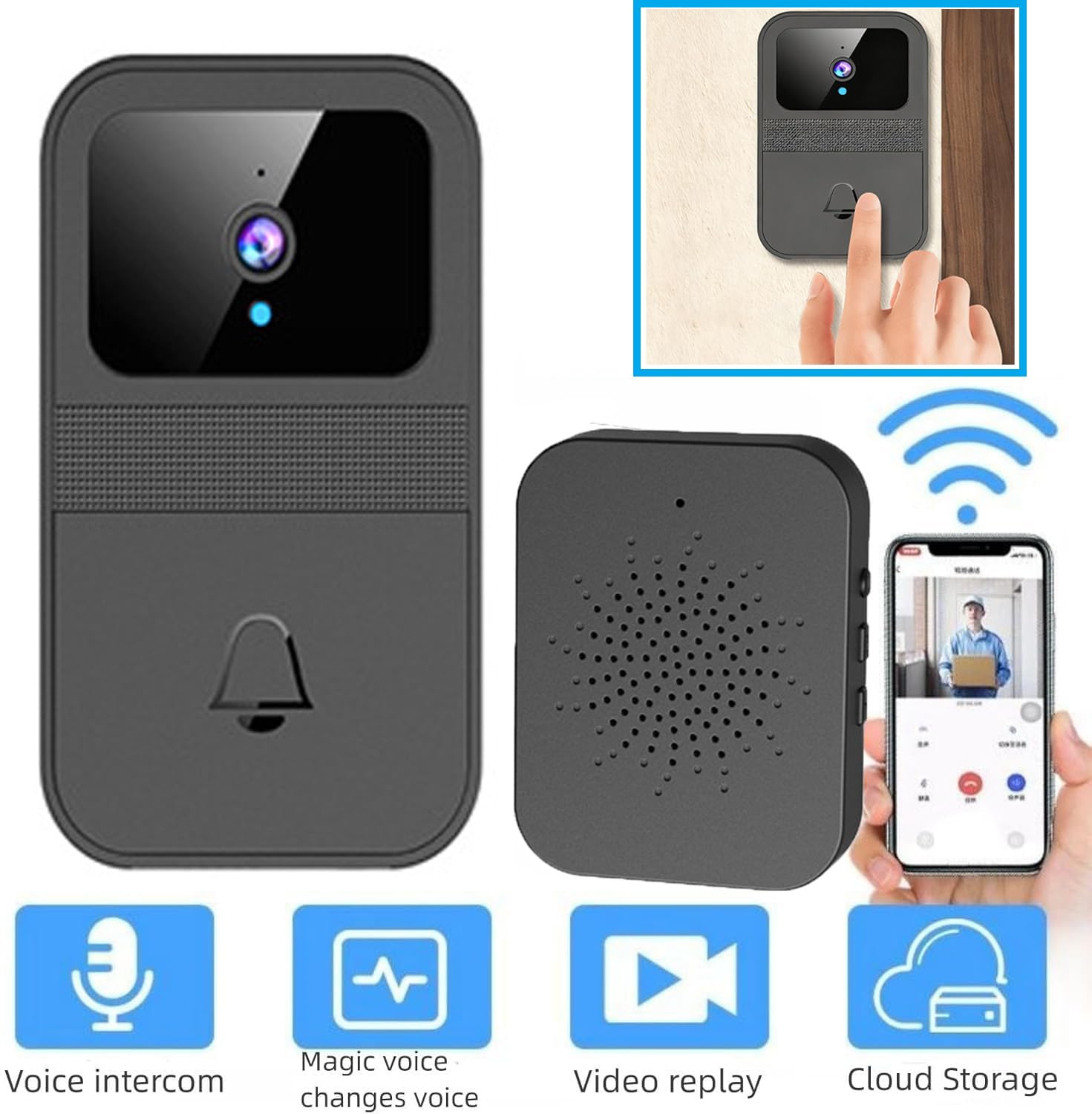 CZF3huo- Wireless Audio Visual Doorbell,Capable Of Changing The Sound Of Calls,With Ultra Long Standby Time,A Camera That Can Capture Visitors' Faces And Video Calls,And Supports 2.4g WiFi Connection - Image 3