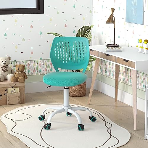Miniatura 47 de Giantex Silla de escritorio moderna para niños, silla de estudio sin brazos con altura ajustable, silla de oficina ergonómica con ruedas, silla de