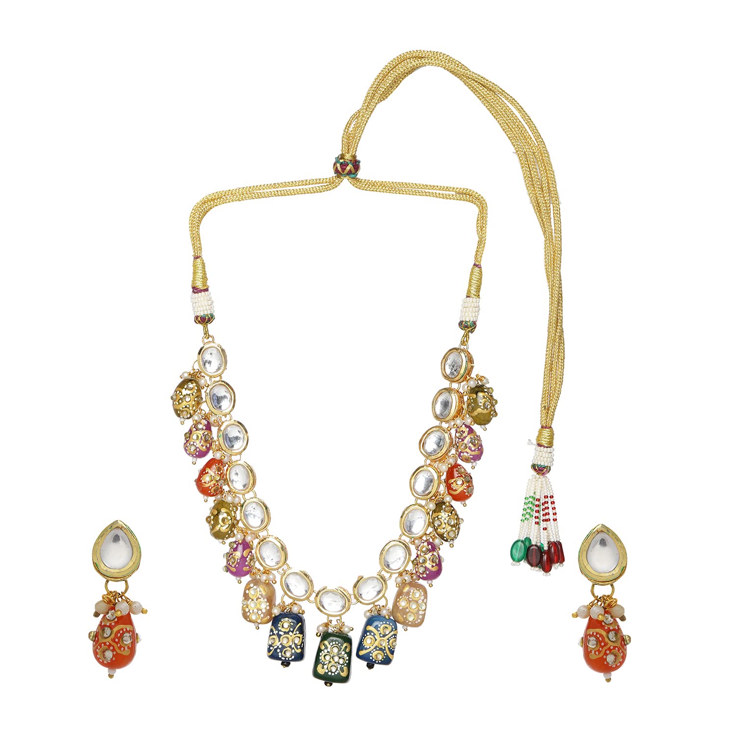 AAKIBEE Women Kundan Necklace Set with Stone Design Antique Kundan Traditional Necklace Jewellery Set for Women (Mutlicolor) (B0C1BK4ZXS) Amazon Price History, Amazon Price Tracker