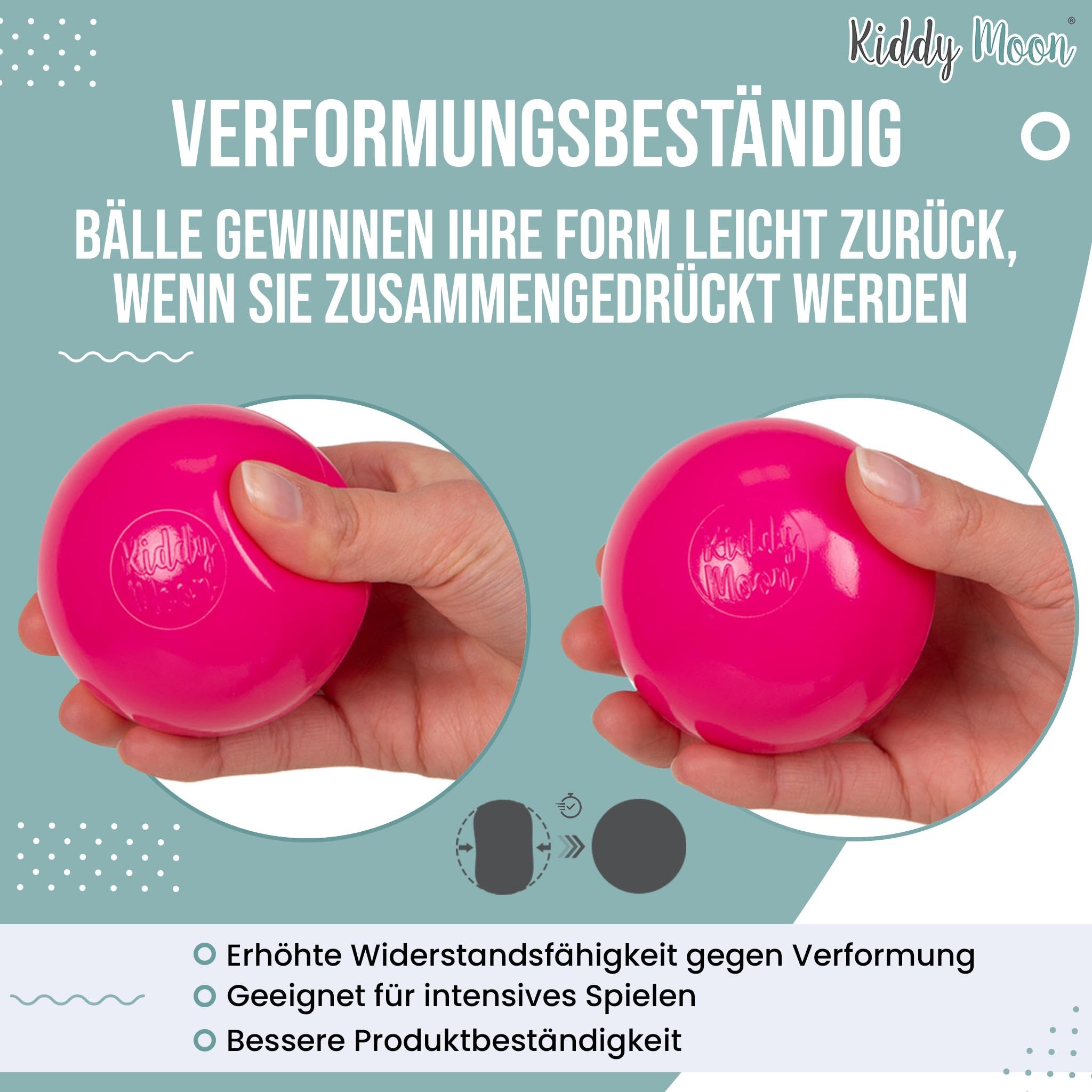KiddyMoon 100 Bälle/7Cm Kinder Bälle Spielbälle Für Bällebad Baby Einfarbige Plastikbälle Made In EU, Pastellblau/Pastellgelb/Weiß/Minze/Rosa
