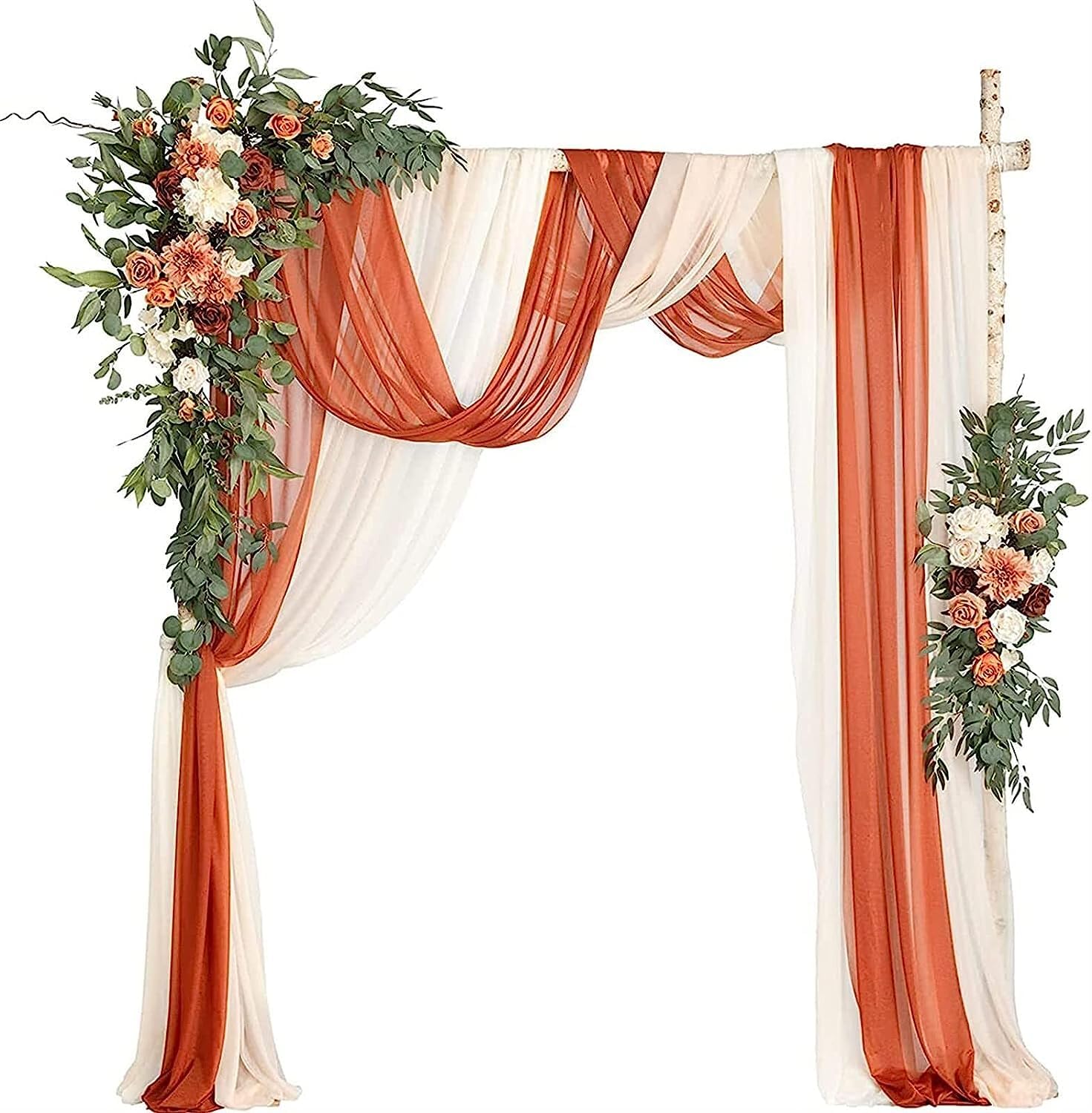 XDLEDMKIZ Artificial Wedding Arch,Wedding Decorations, 2pcs Artificial Flower Arrangement with 3pcs Drapes for Ceremony Arbor and Reception Backdrop Decoration