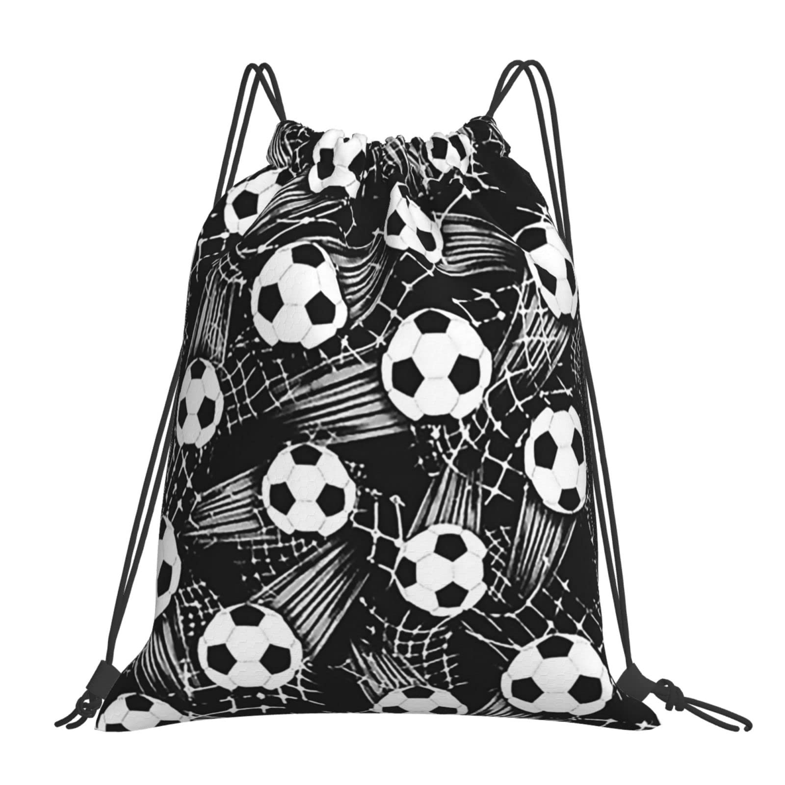 Richugui Black Drawstring Backpack Football Drawstring Bags Drawstring Backpack Sports Gym Bag For Women Men Backpacks Swim Bag For Beach