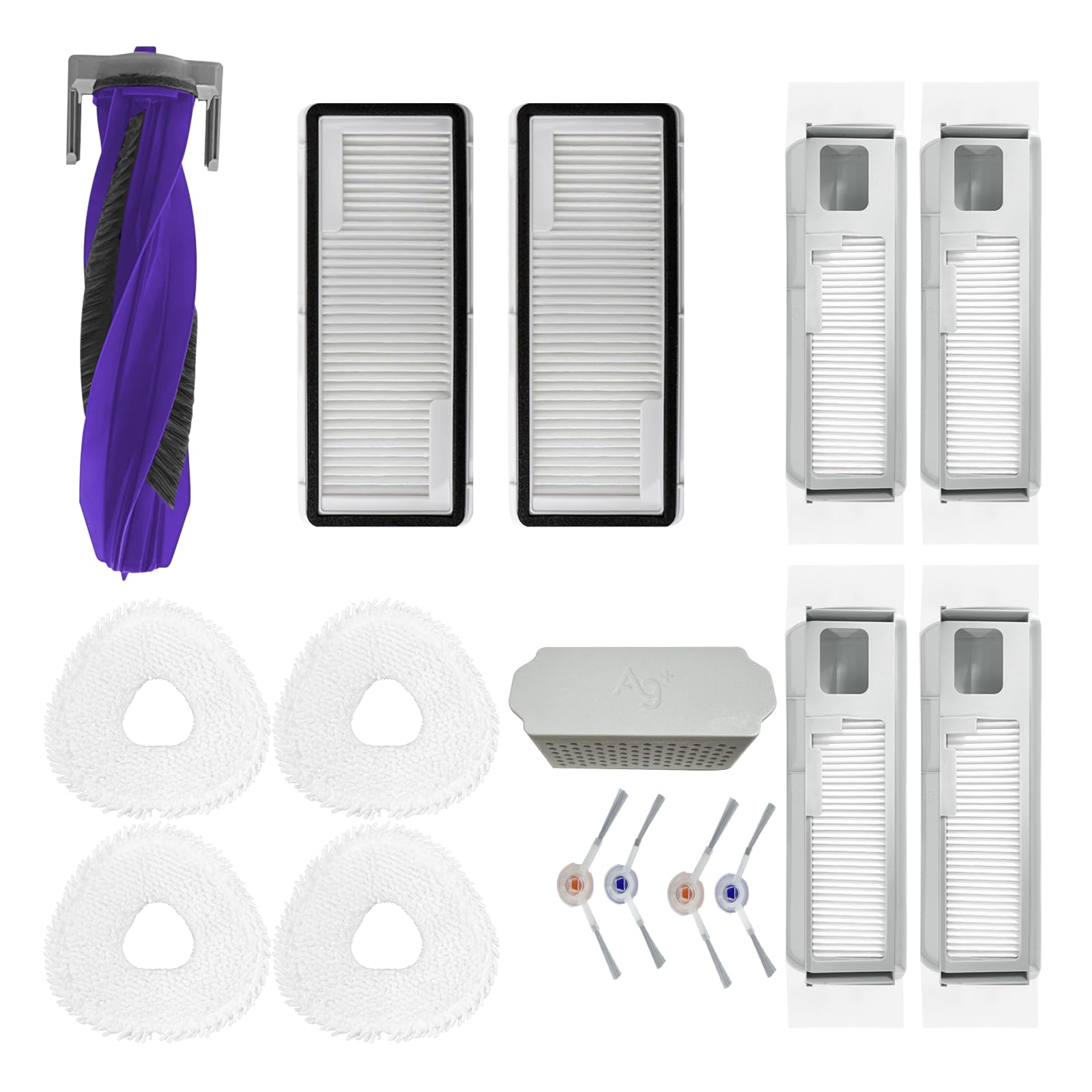 Accessories Replacement for NARWAL Freo X Ultra Robot Cleaner Vacuum Accessories Set 1X MainBrush 2X Filters 4X Moppads 4X SideBrushes 4X Dustbags 1X Silver ion Module