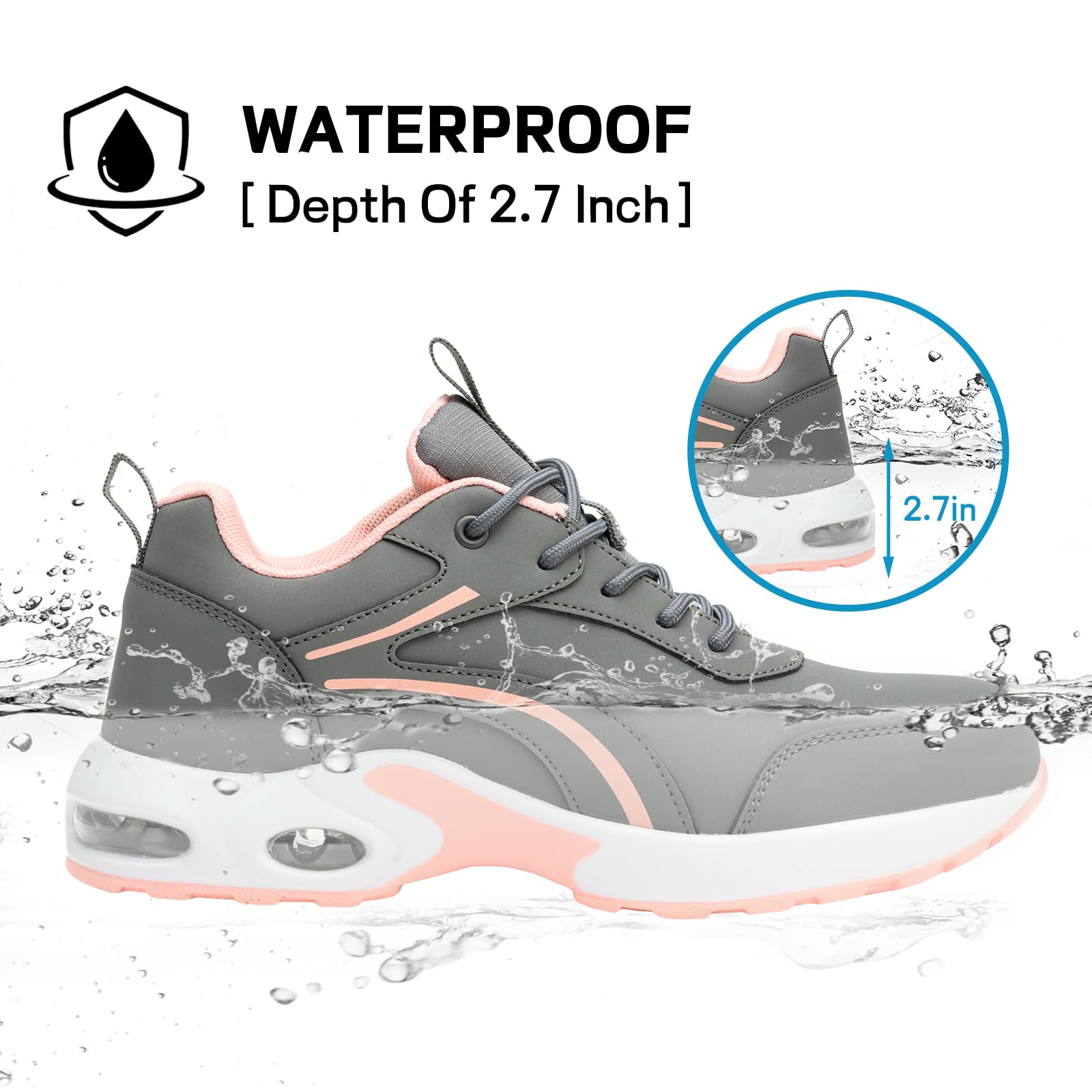 Stasslang Waterproof Steel Toe Shoes for Women Non-Slip Puncture-Proof Work Safety Shoes Sneakers Comfortable Lightweight Fashion Footwear for Construction Industrial Shoes(Red 41)