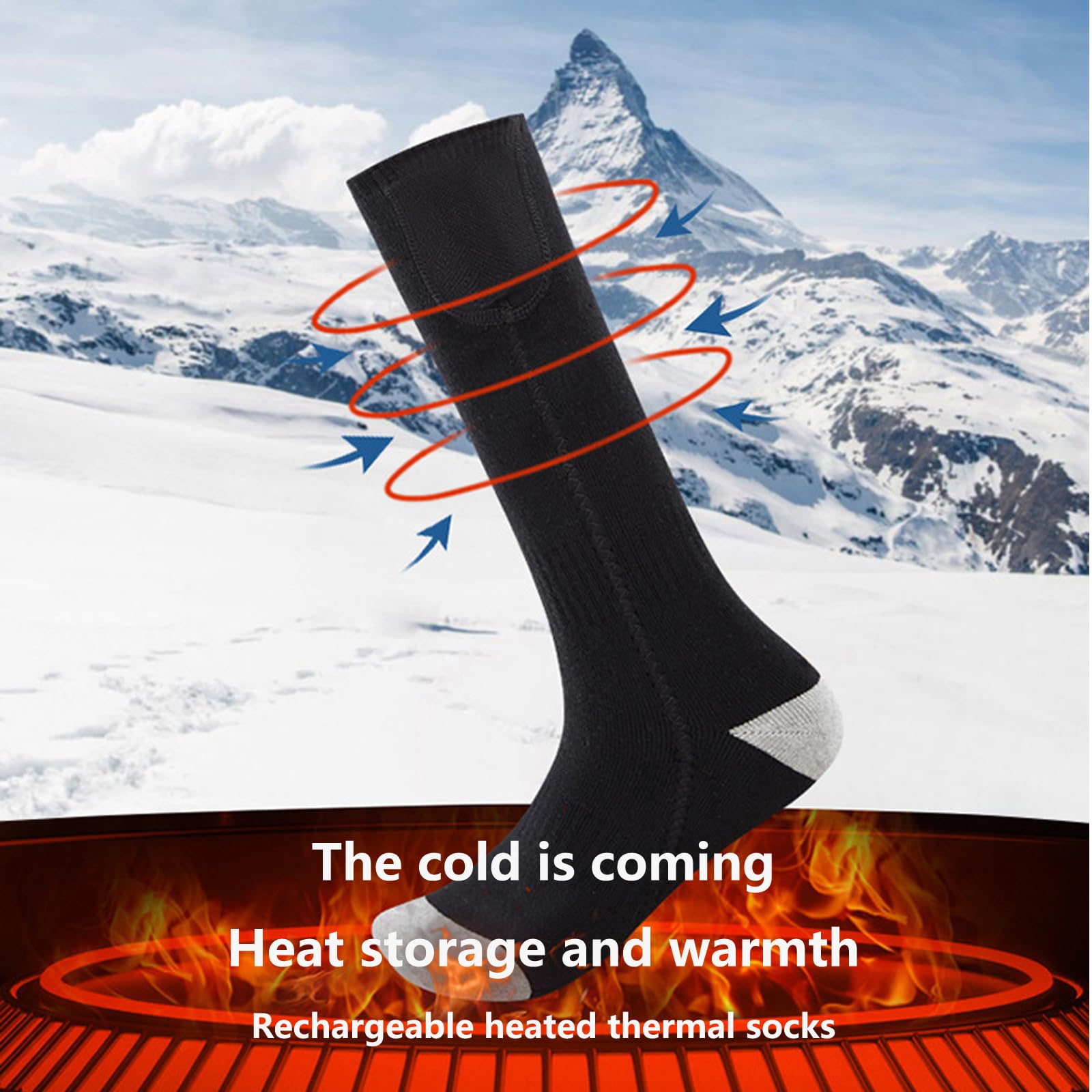Chaussettes chauffantes pour Hommes et Femmes avec télécommande APP et 5000 mAh jusqu'à 10 Heures Chaussettes de Ski chauffantes Rechargeables 3 Niveaux de température C blackgray