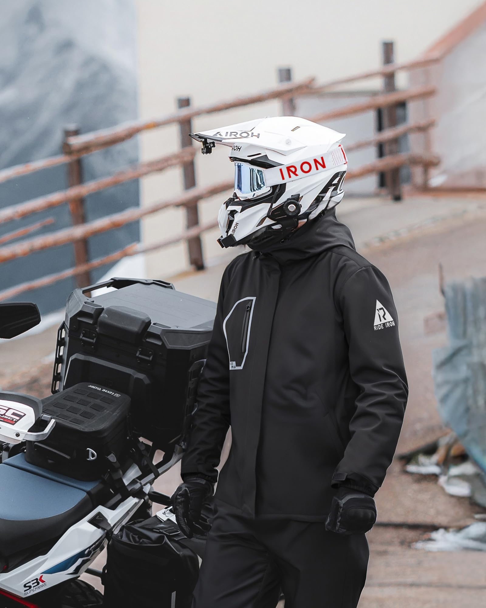 RIDEIRON Conjunto Lluvia Moto Hombre 2 Piezas - Impermeable 15000mm, Cortavientos con Reflectantes y Capucha