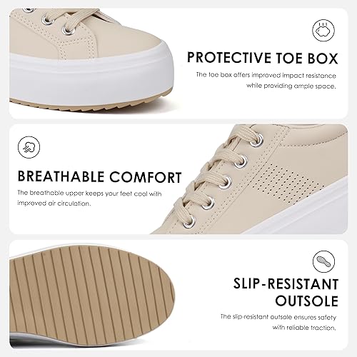 Miniatura 5 de JABASIC Zapatos deportivos de plataforma transpirables con cordones para mujer