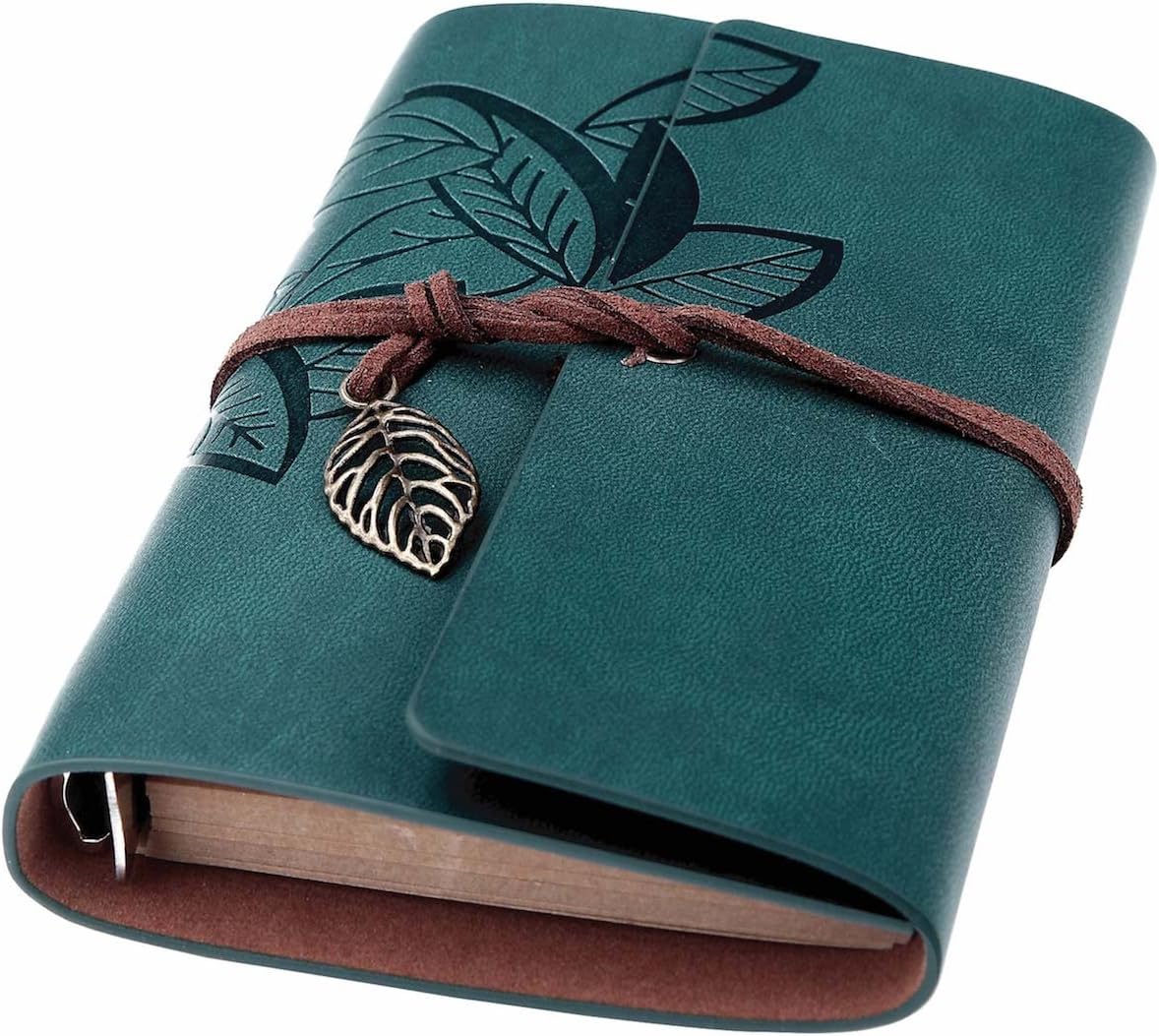BEYONG Travel Journal Notebook, Refillable Leather Journal Diary for Men Women, Vintage Journaling Notebooks with Blank Unlined Paper (Blue, 4"x5.7")