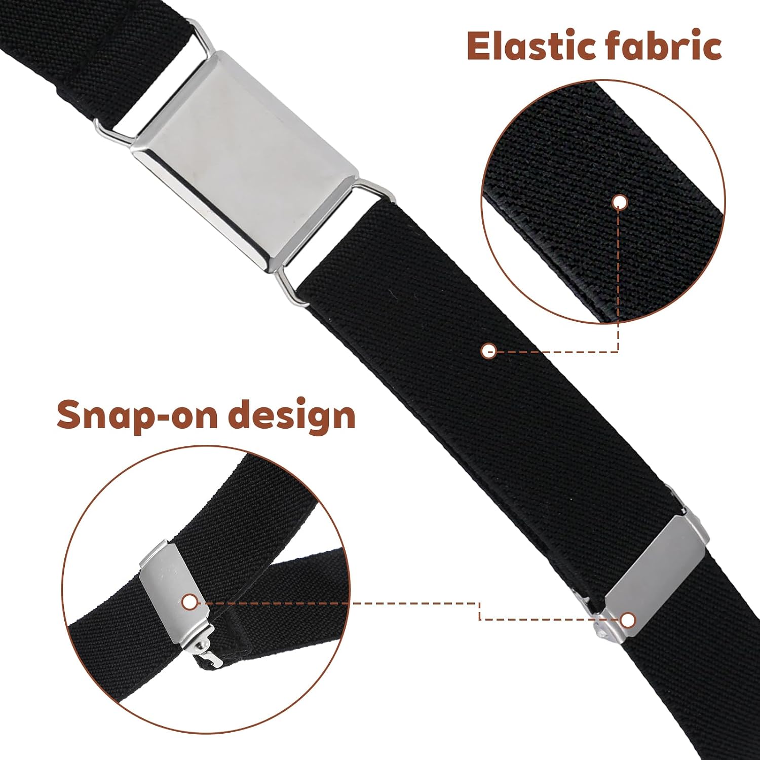 3 Pcs Kids Belt Magnetic Toddler Belt Adjustable Elastic Belts Boys Girls Fashion Stretch Belts with Silver Buckle Waistband for Children's Jeans, Shorts & Trousers, Uniform, Black, White, Coffee