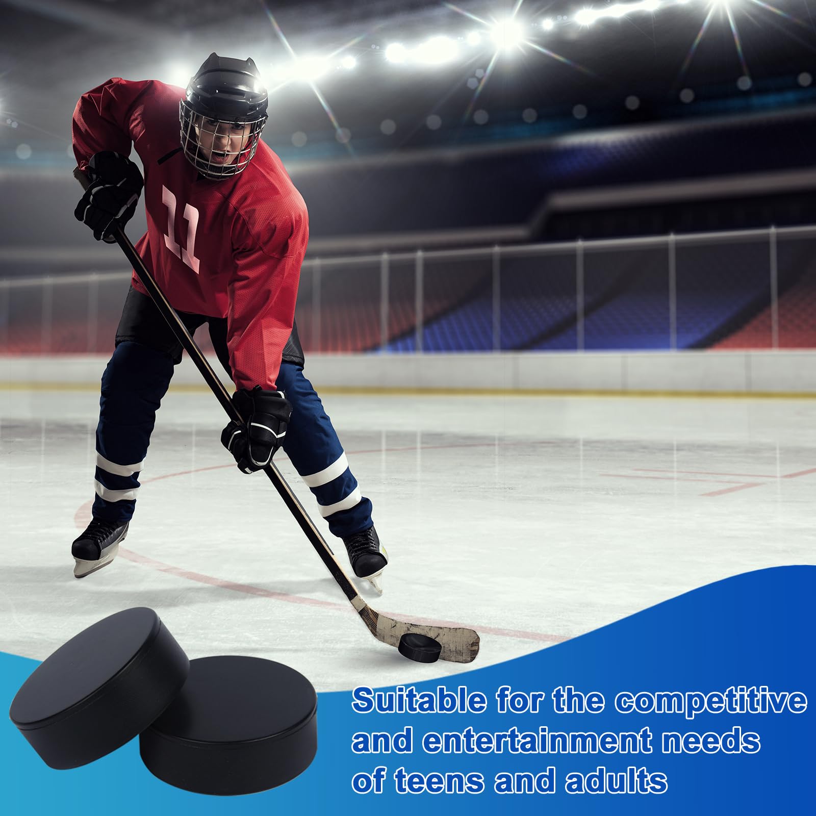 Lot de 16 palets de hockey sur glace – 7,6 x 7,6 x 2,5 cm pour hockey sur étang ou sur la patinoire, équipement de hockey pour pratique et entraînement classique, hockey en mousse pour