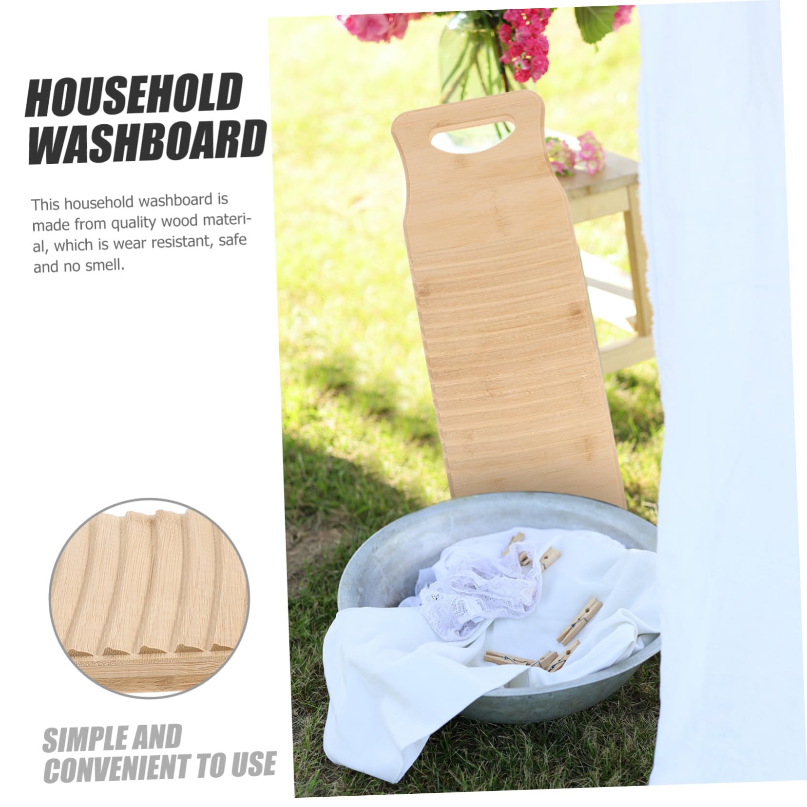 BESTYASH Washboard in Legno Resistente per Bucato Domestico Tavoletta Lavapanni con Superficie Ondulata Design Antideformazione e Idrofobico Pratica e Durevole per Uso Colore Casuale