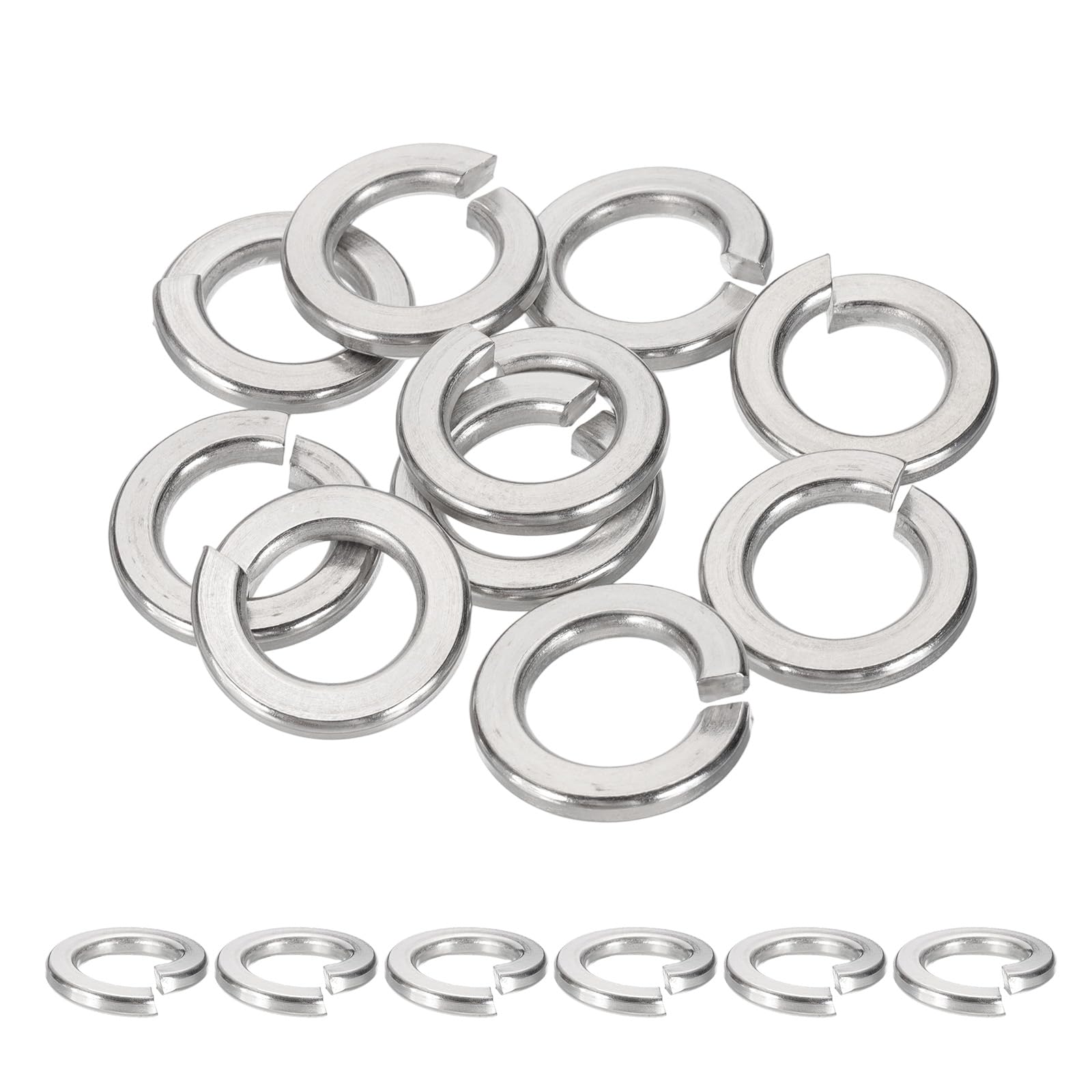 sourcing map 5/8 Spring Lock Washer, 304 Stainless Steel Split Lock Washers for Screws Bolts Cars Construction Machinery Silver Pack of 10