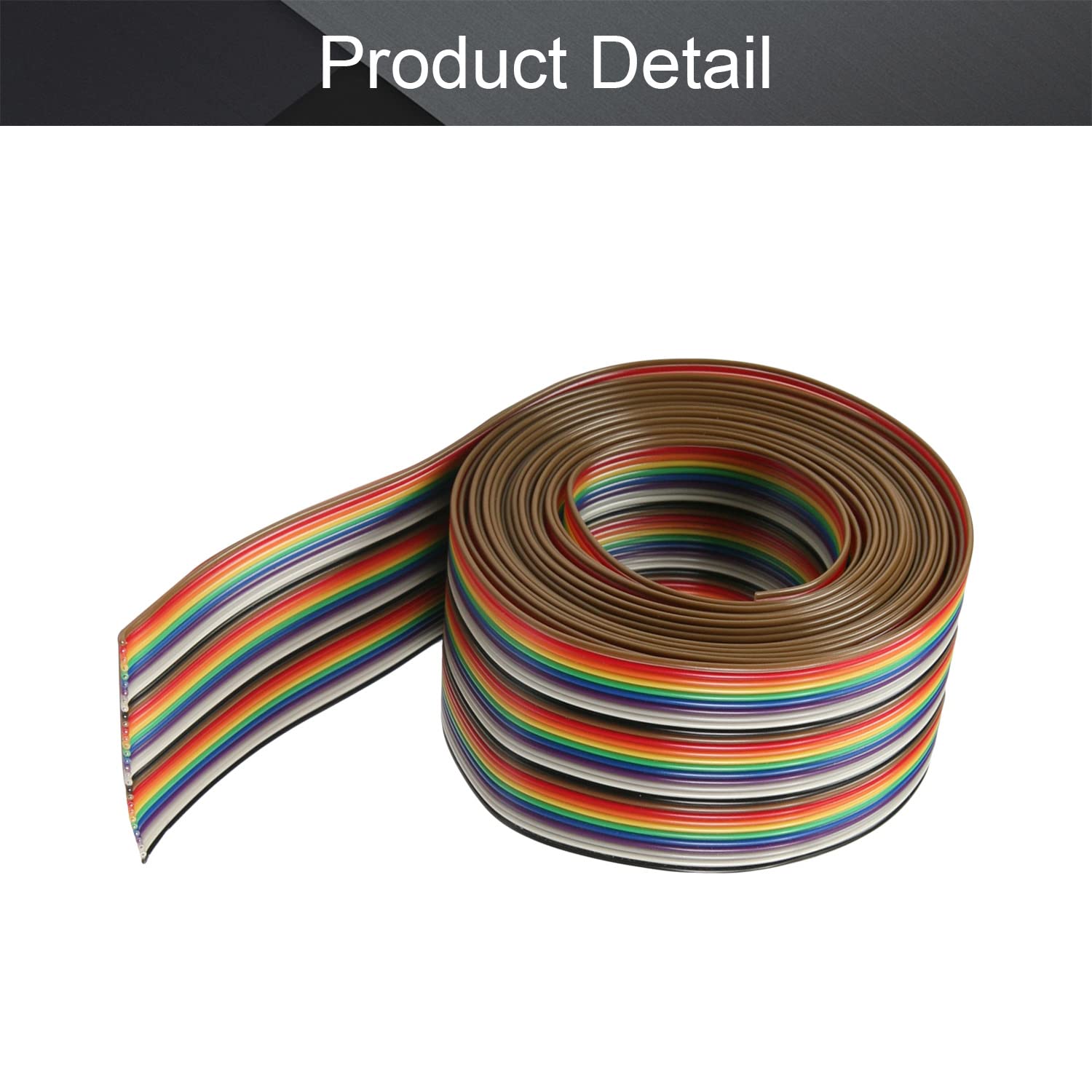 Bettomshin 30Pin Flat Ribbon Cable Rainbow IDC Wire 1.27mm Pitch 3 Meters Long 1Pcs