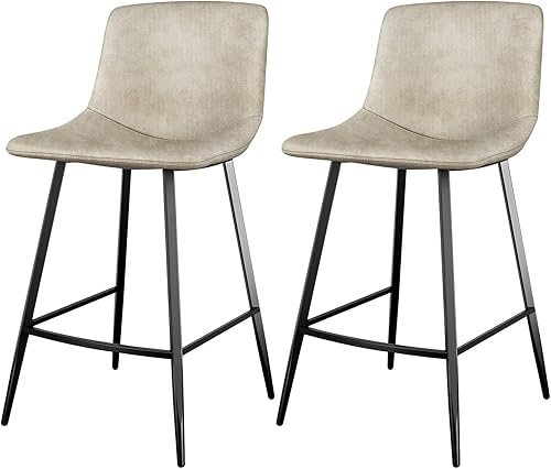 Miniatura 1 de 5Rcom Juego de 2 taburetes de bar, silla alta de piel sintética de 24 pulgadas con respaldo, silla de bar para isla de cocina, comedor, sala de