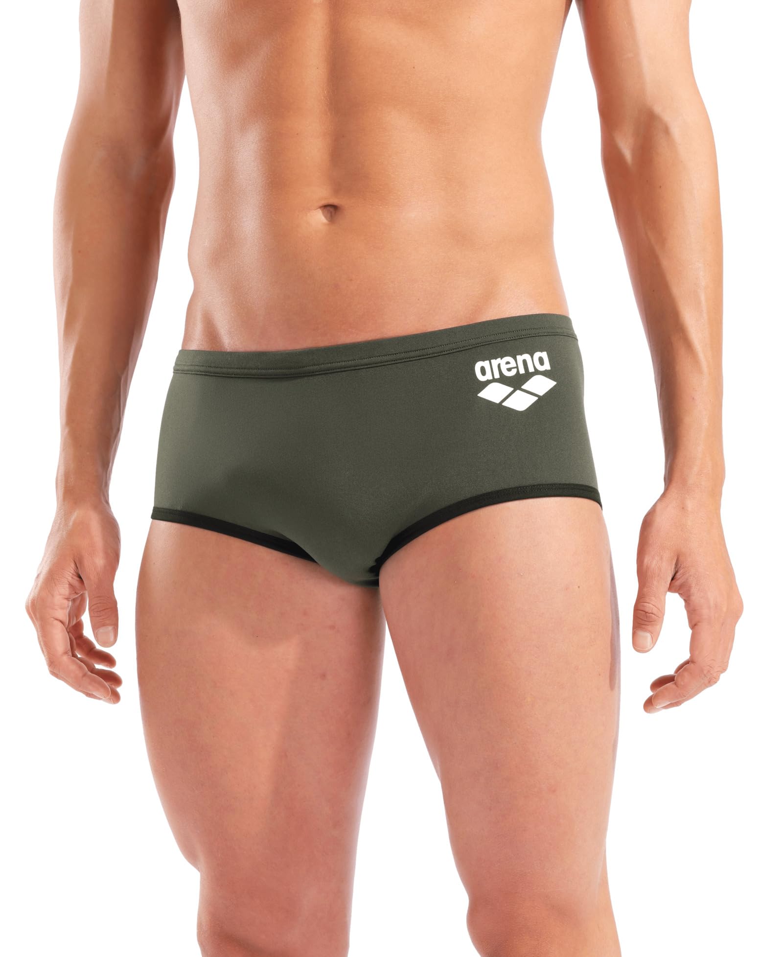ARENA Costume Uomo Alto Trunk Nuoto Piscina Swim Big Logo Verde Nero Taglia 46 ITA