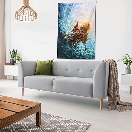 Miniatura 4 de Tapiz de Jesucristo con la mano de Dios, telón de fondo para la pared, decoración del hogar, dormitorio, sala de estar, fiesta de cumpleaños, 90 x