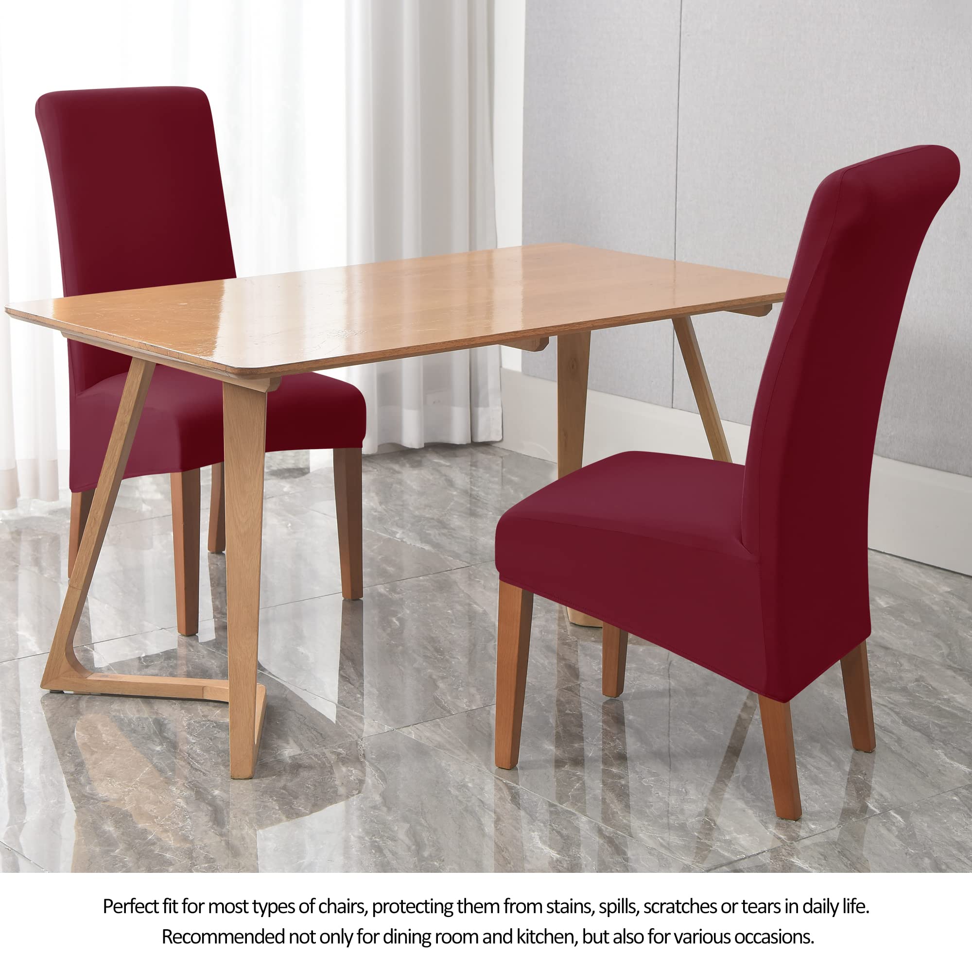 Kozuoan XL Size Chair Covers for Dining Chairs spandex dining chair covers, detachable and washable (Wine Red, Pack of 4) - Image 4