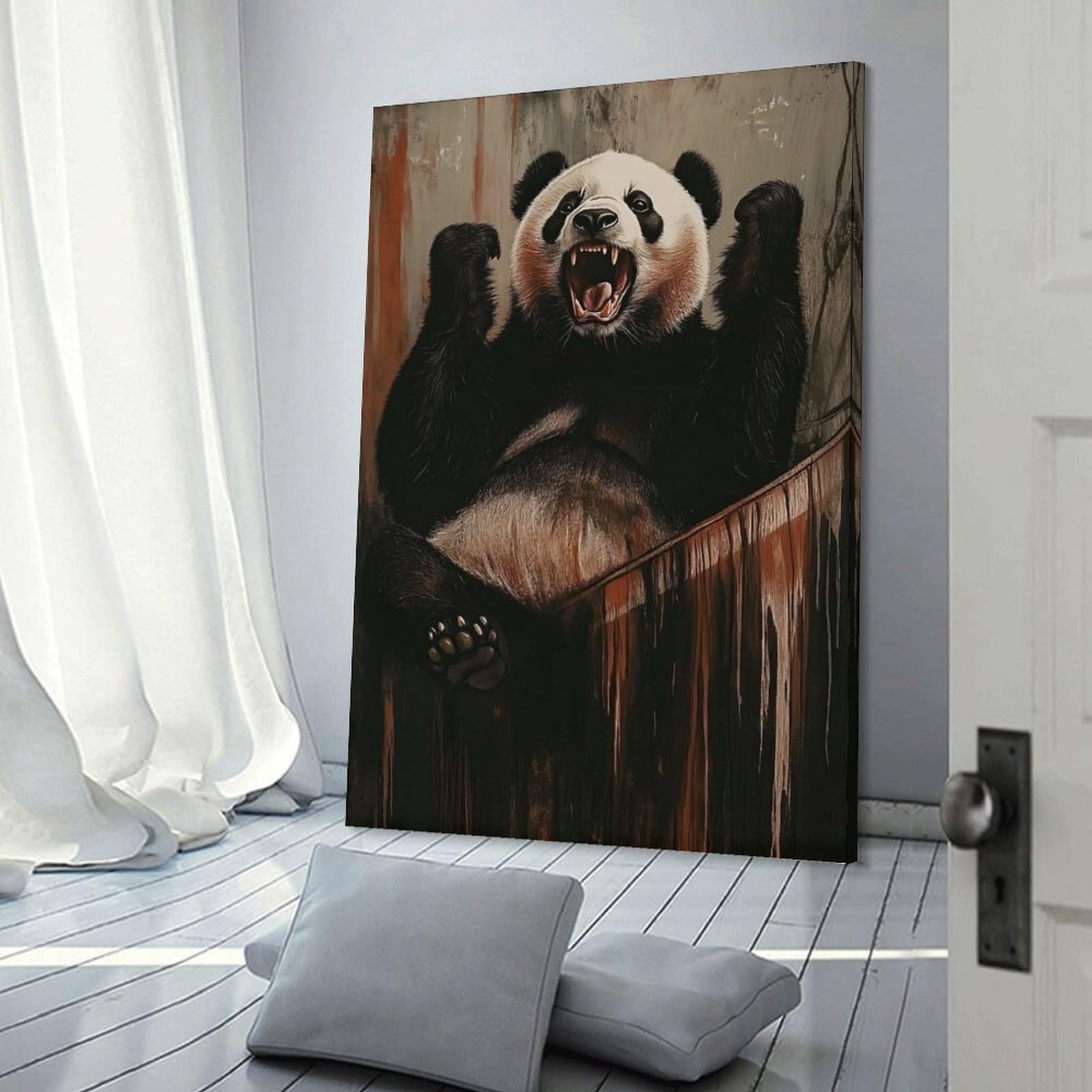 Junmoney Canvas Wall Art Angry Panda, 20x30inch(50x75cm), for Living Room, Lounge Or Sitting Room, Canvas Styling for A Polished Room Look