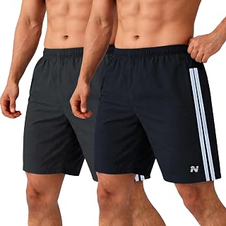 NINQ Pack of 2 Shorts for Men Stylish Gym Shorts for Men Workout Running & Casual Wear with Side Patti Design Bermuda Shor... Price In India