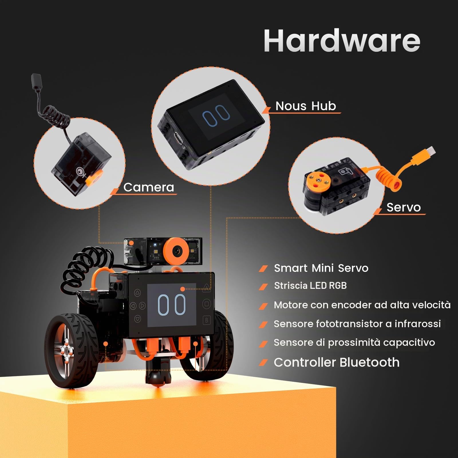 Robot di codifica per bambini dai 12 anni in su, MatataStudio Nous AI Set Robot programmabili Giocattolo Kit di codifica intelligente con fotocamera Kit di costruzione robot creativo per bambini per
