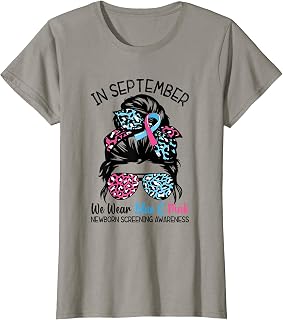 Womens In September We Wear Blue Pink Newborn Screening Women T-Shirt