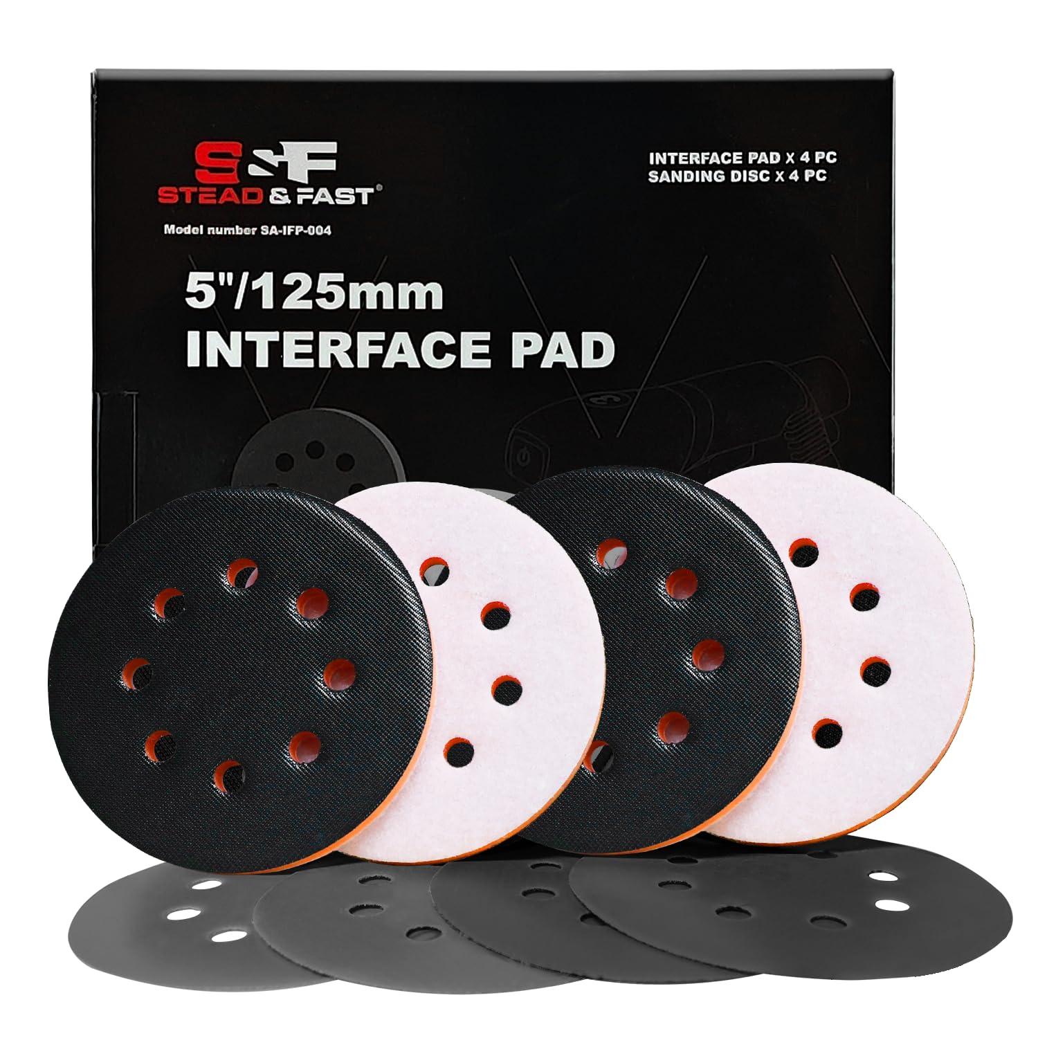 S&F STEAD & FAST Exzenterschleifer-Schaumstoff-Pad, 4 Stück
