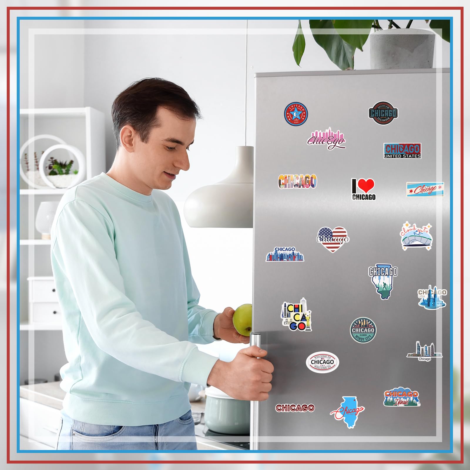 Konohan 30 Pcs Chicago Souvenirs Gifts Chicago Magnet for Refrigerator City Magnetic Refrigerator Stickers for Home Decoration