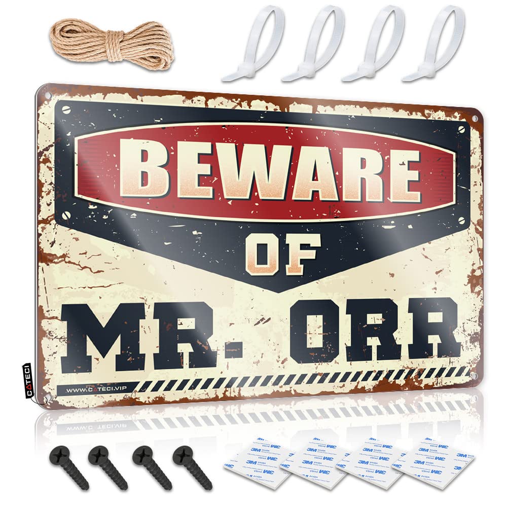 Neon Wall Art Rustic Accessories | Beware Of Mr. Orr Funny Metal Wall Decor For Basement Home(20X30CM)