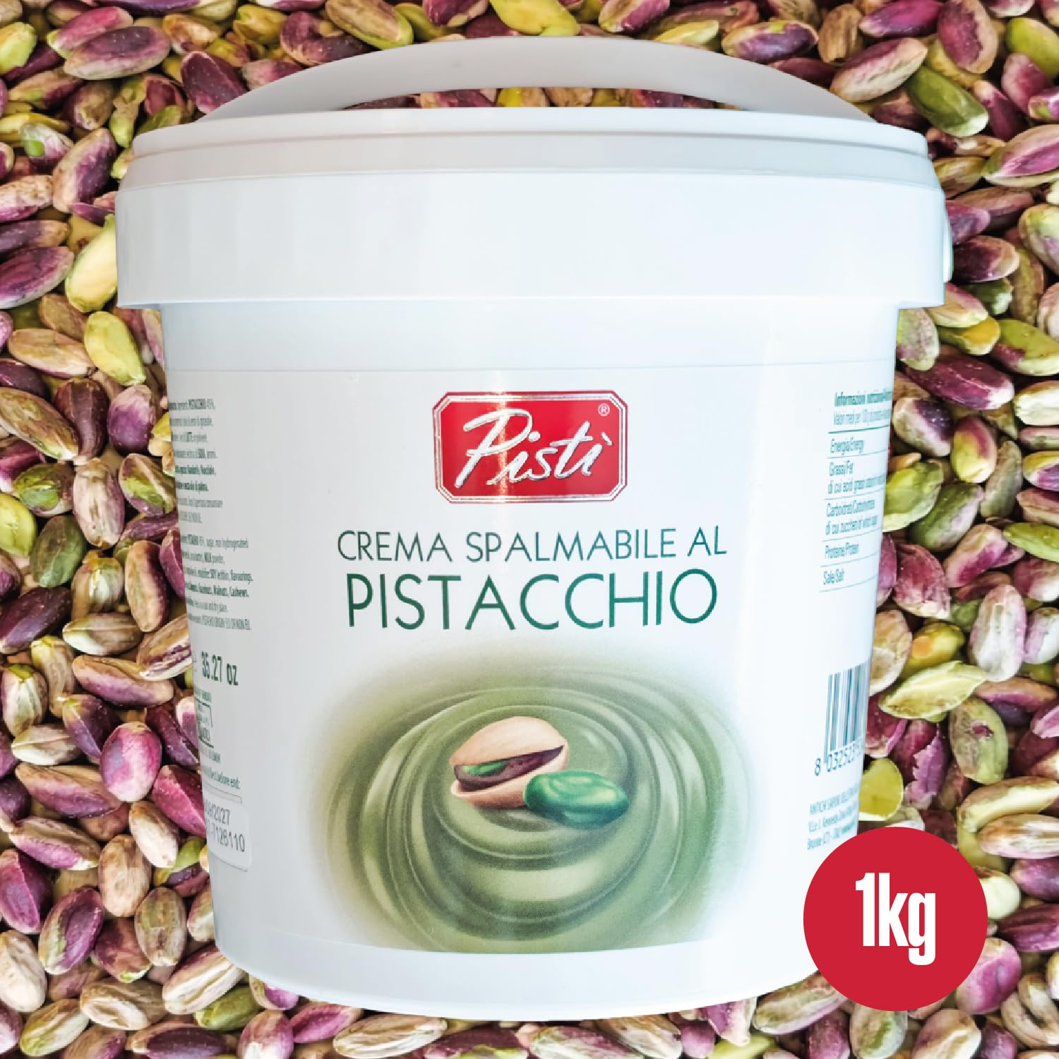 Pistì - Crema Spalmabile al Pistacchio - Con Pistacchi Verdi Selezionati, Lavorazione Artigianale, 100% Naturale - 3 Vasetti da 1 kg