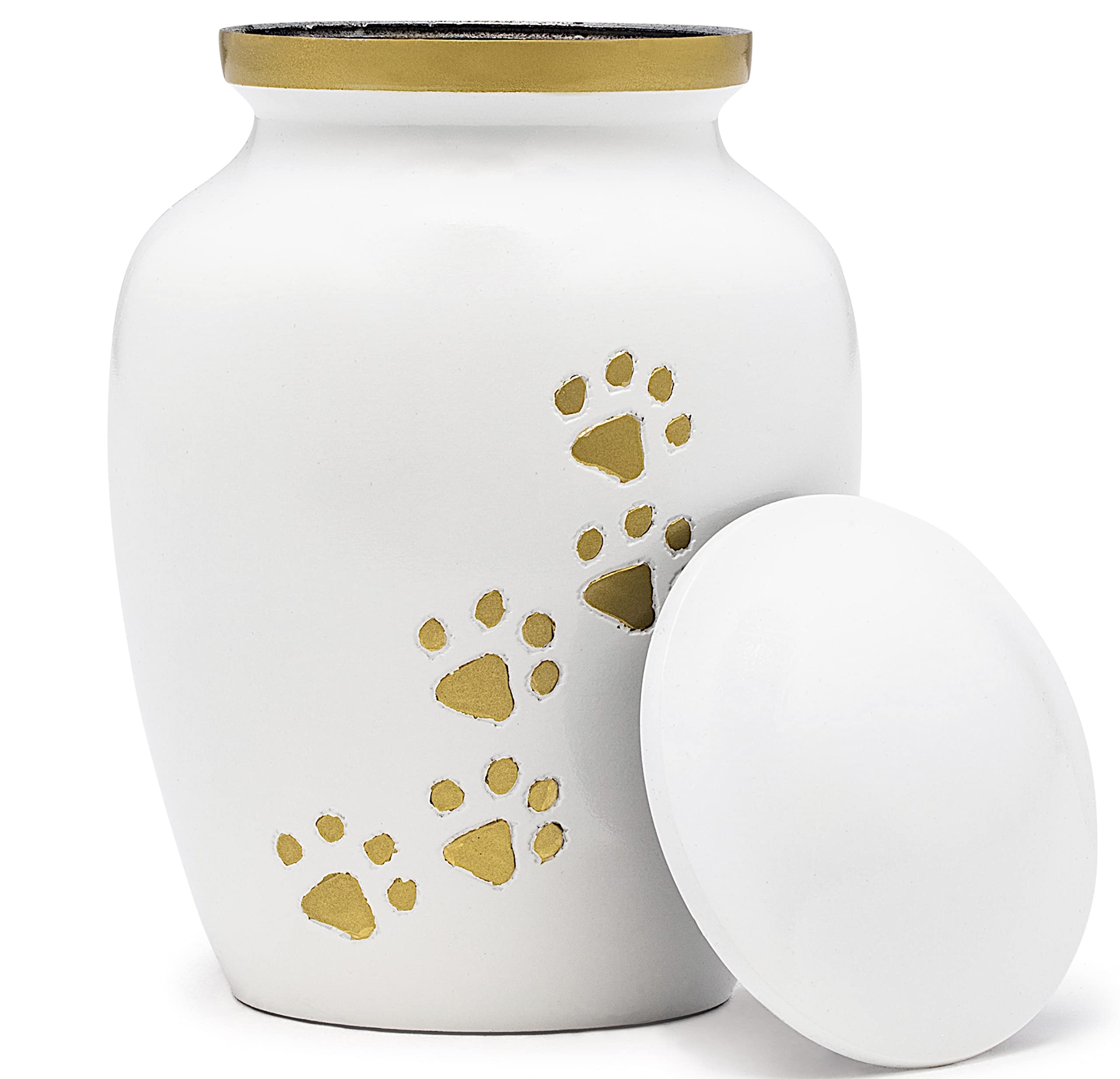 Eternal Harmony Cremation Urn for Animal Ashes | Funeral Vase Carefully Handcrafted with Elegant Finishes to Honor and Remember Your Pet | Dogs and Cats with Velvet Bag (Pearl, Medium) — image 1