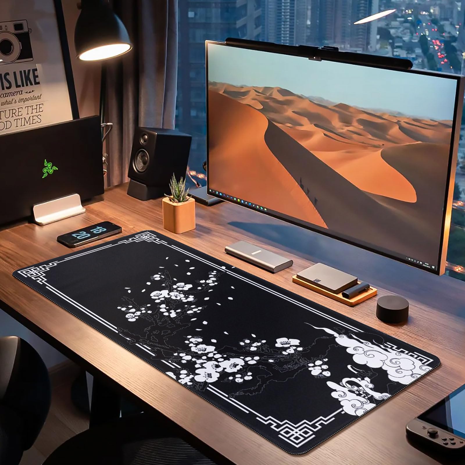 EFISH Tappetino per mouse XXL Gaming 800 x 300 mm cucito impermeabile antiscivolo
