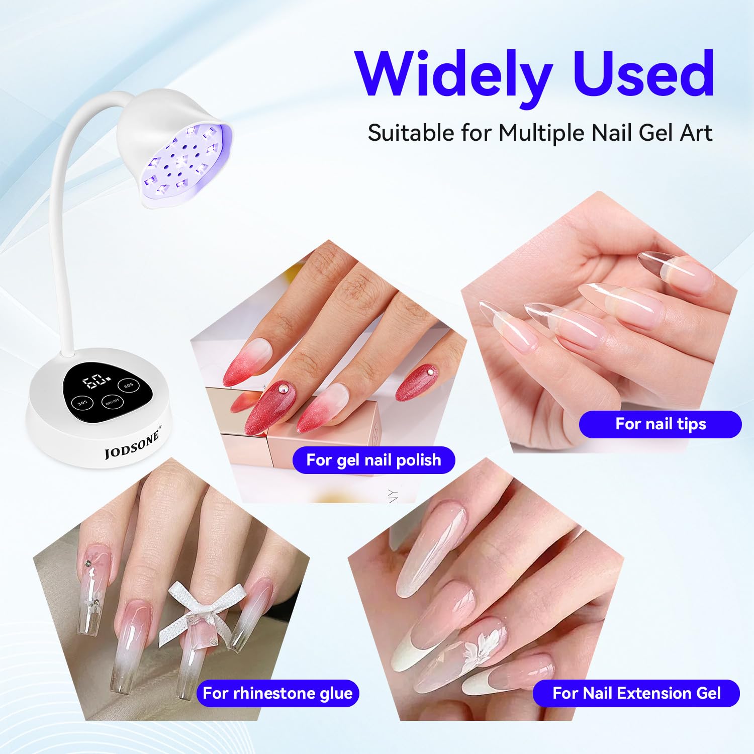 JODSONE Mini lámpara LED inalámbrica para uñas UV, recargable portátil para uñas de gel, sensor automático, lámpara LED de uñas blanca