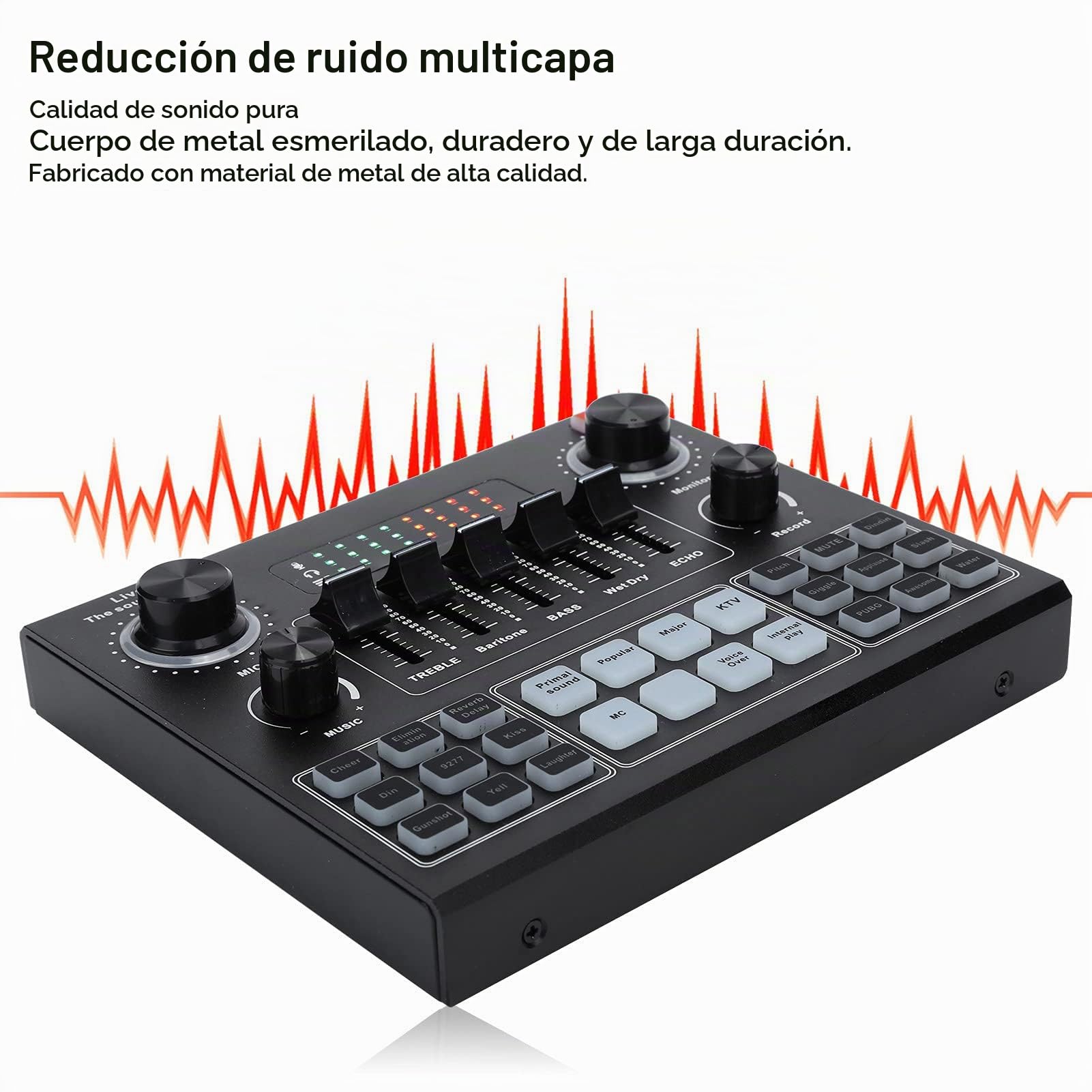 Tarjeta de Sonido Profesional, Mezclador de Audio Estéreo con Tarjeta de Sonido V9 con 16 Efectos de Sonido, Tarjeta de Sonido en Vivo para Computadora de Teléfono Móvil, para Transmisión en Vivo de J