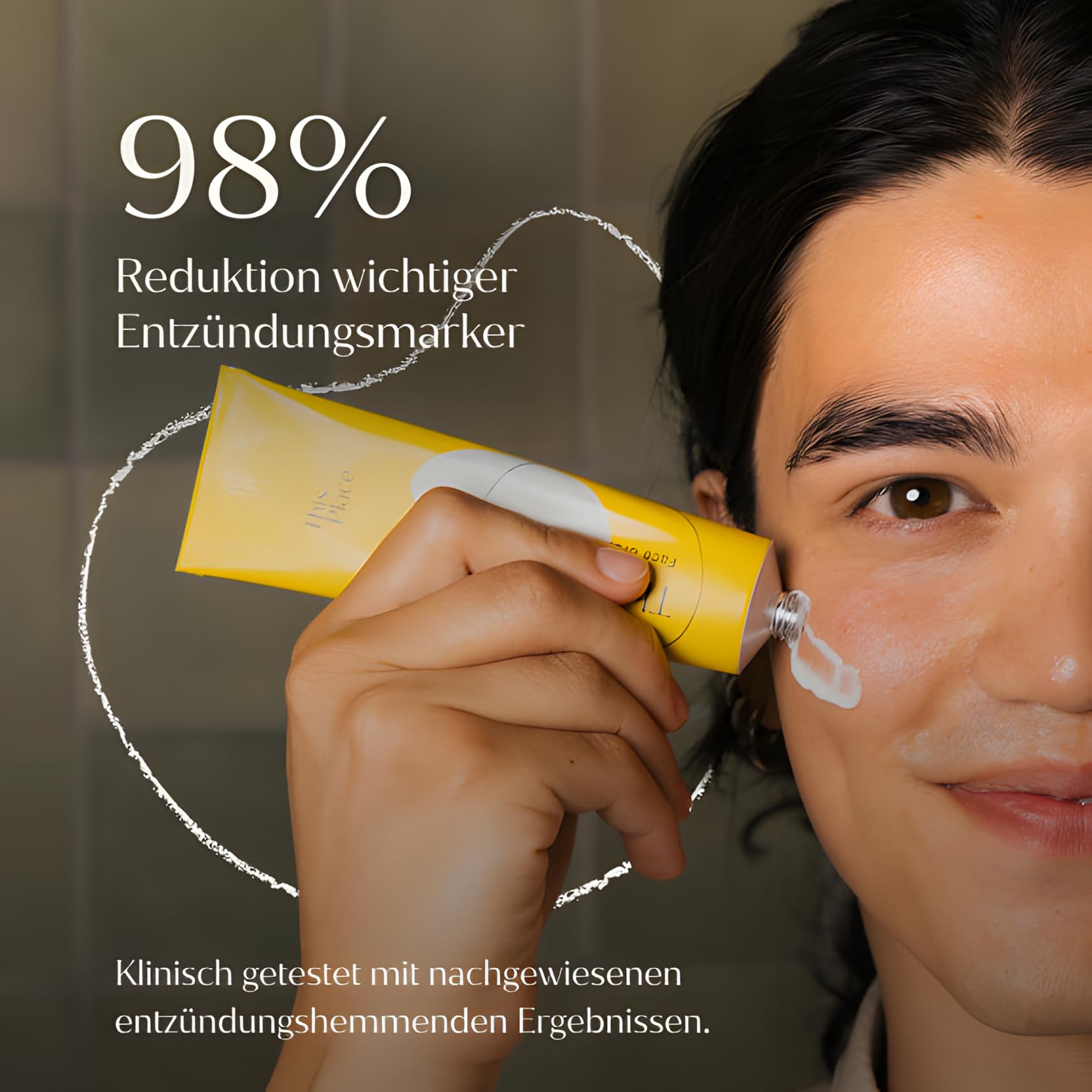This Place The Glow Set: Gesichtscreme 60ml + 20ml mit Hyaluronsäure | Mit Zimtrinde und Zink, Entzündungshemmende Gesichtspflege für strahlende Haut, Home und Travel Duo