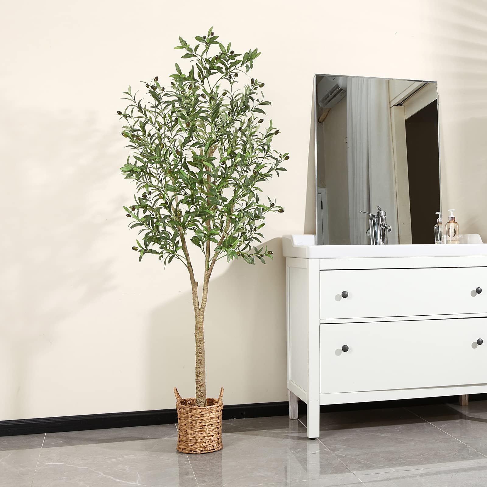 Olivier Artificiel 150 Cm - Plante Artificielle Intérieur/extérieur Réaliste, Fausse Plante Verte Pour Salon, Bureau