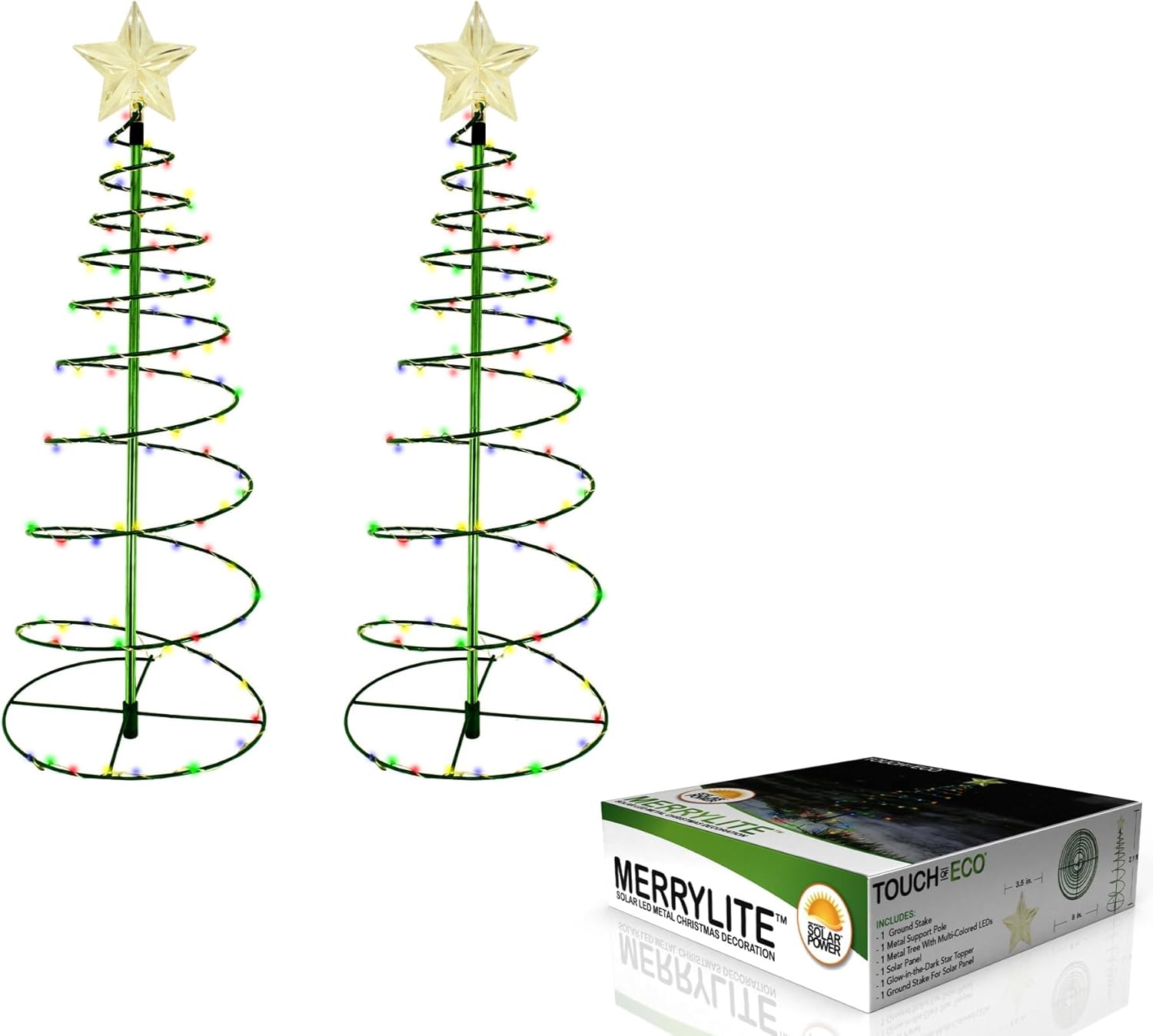 The Original MERRYLITE -2 Foot Multicolor or Warm White Solar LED Christmas Tree - Outdoor Decorative Stake Light (MERRYLITE - Multicolor 2 Pack)