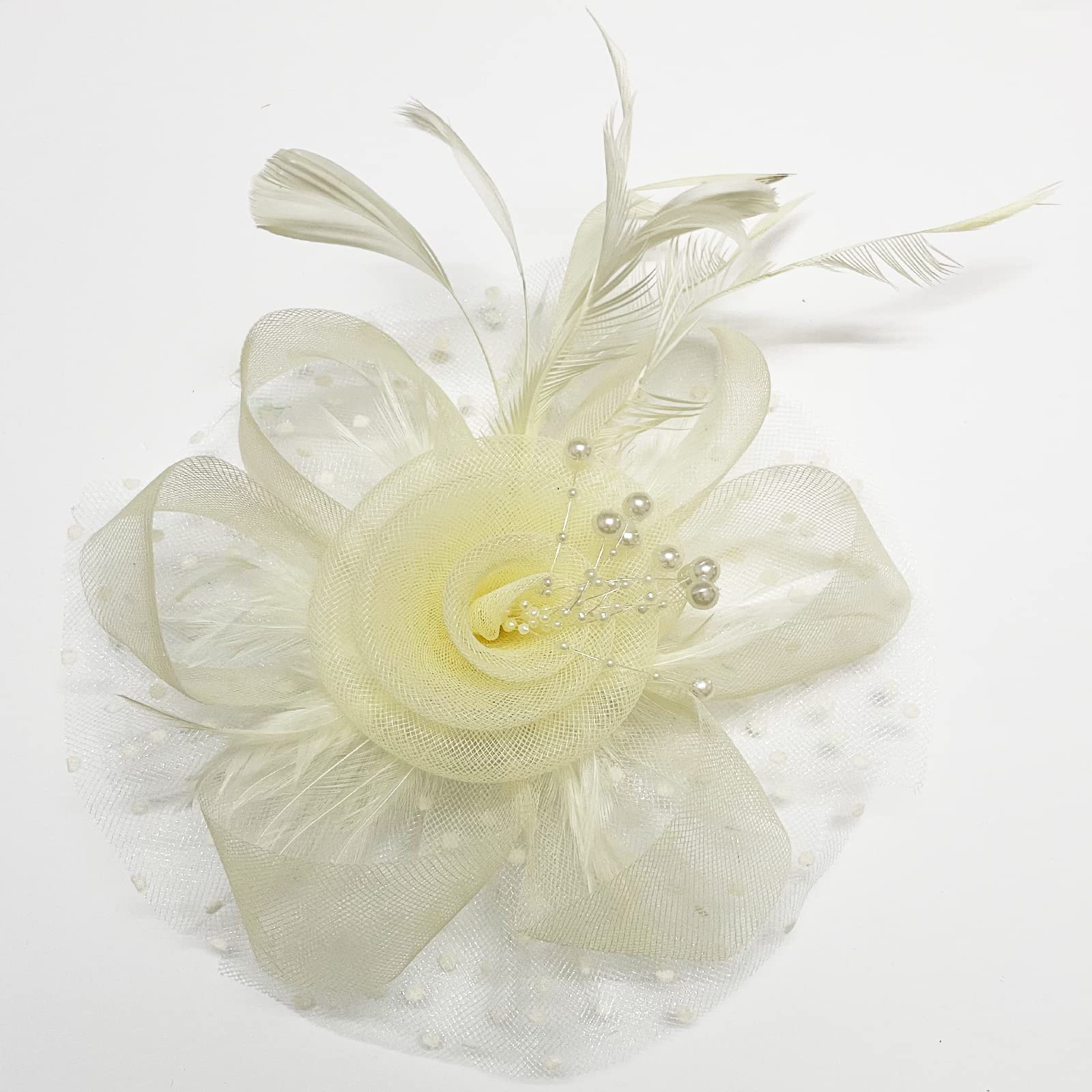 Fascinator Con Piume E Perle, Fascia Per Capelli Elegante Per Matrimoni E Feste, Colore Rosso