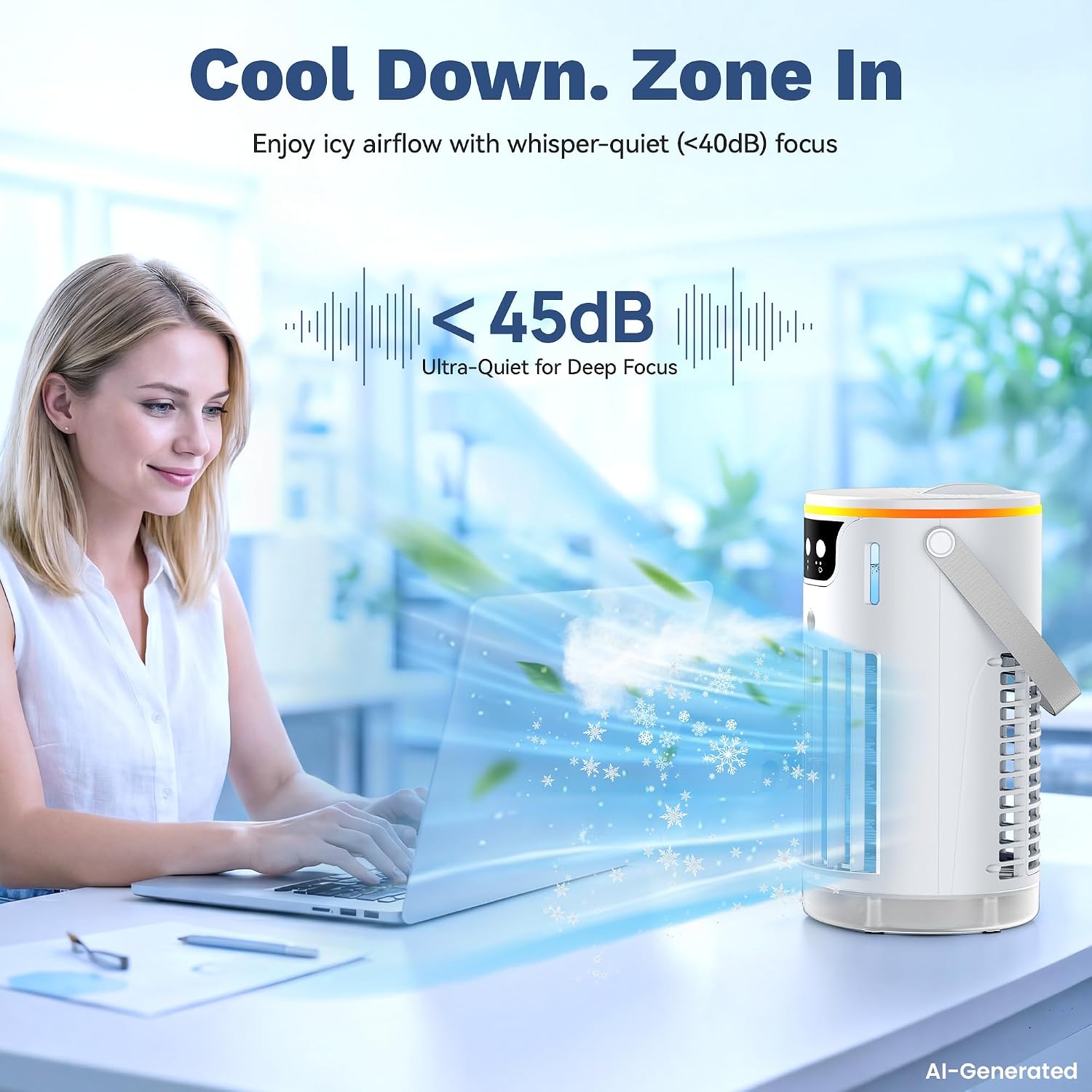 Portable Air Conditioners, Personal Evaporative Air Cooler 1200ML with Ice Cooling Mist Fans That Blow Cold Air Like AC Mini AC Unit for Bedroom, Home Office Desk and Car RV (Ivory White) image 4